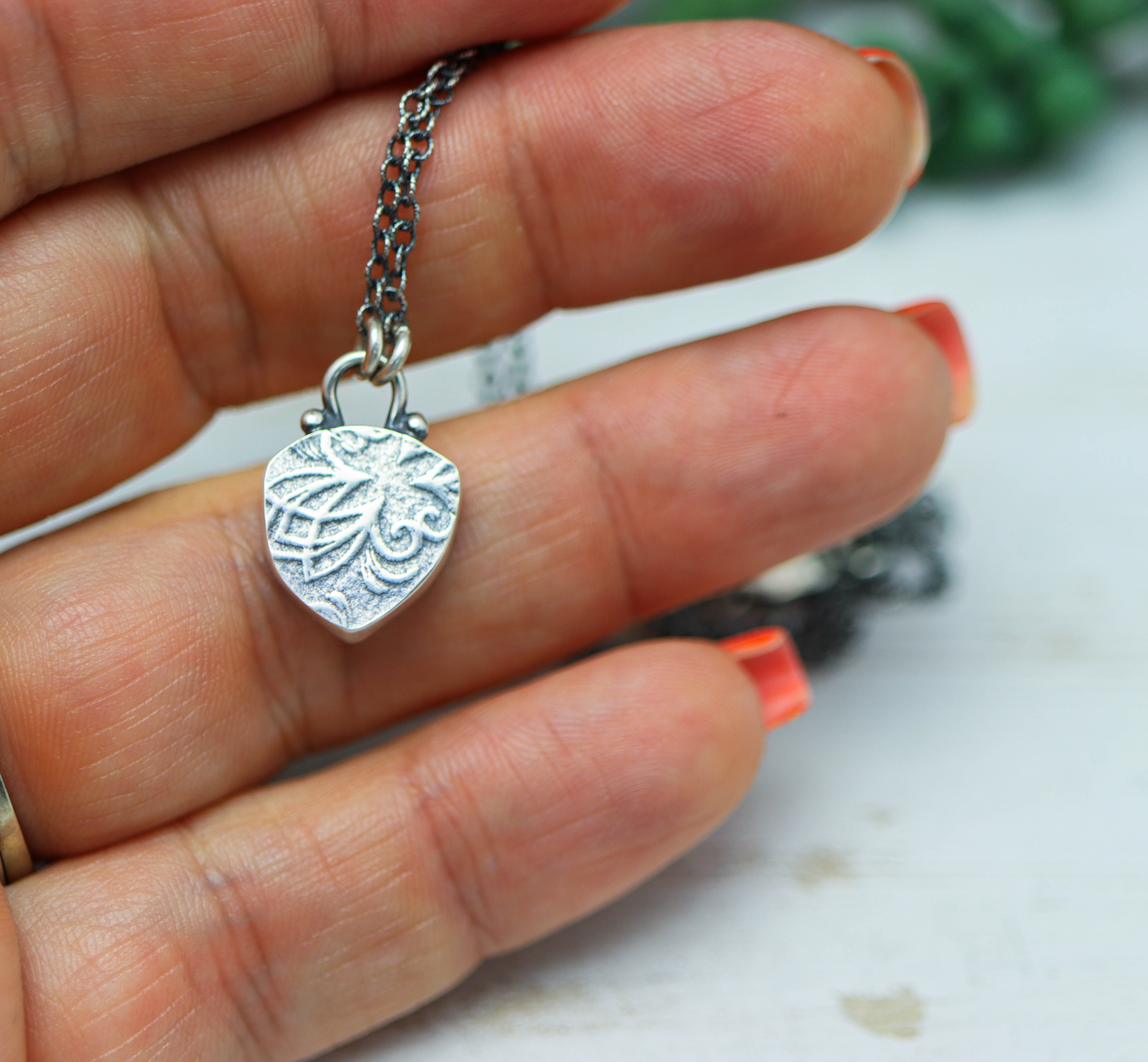 Watermelon Tourmaline Slice Pendant Necklace in Sterling Silver
