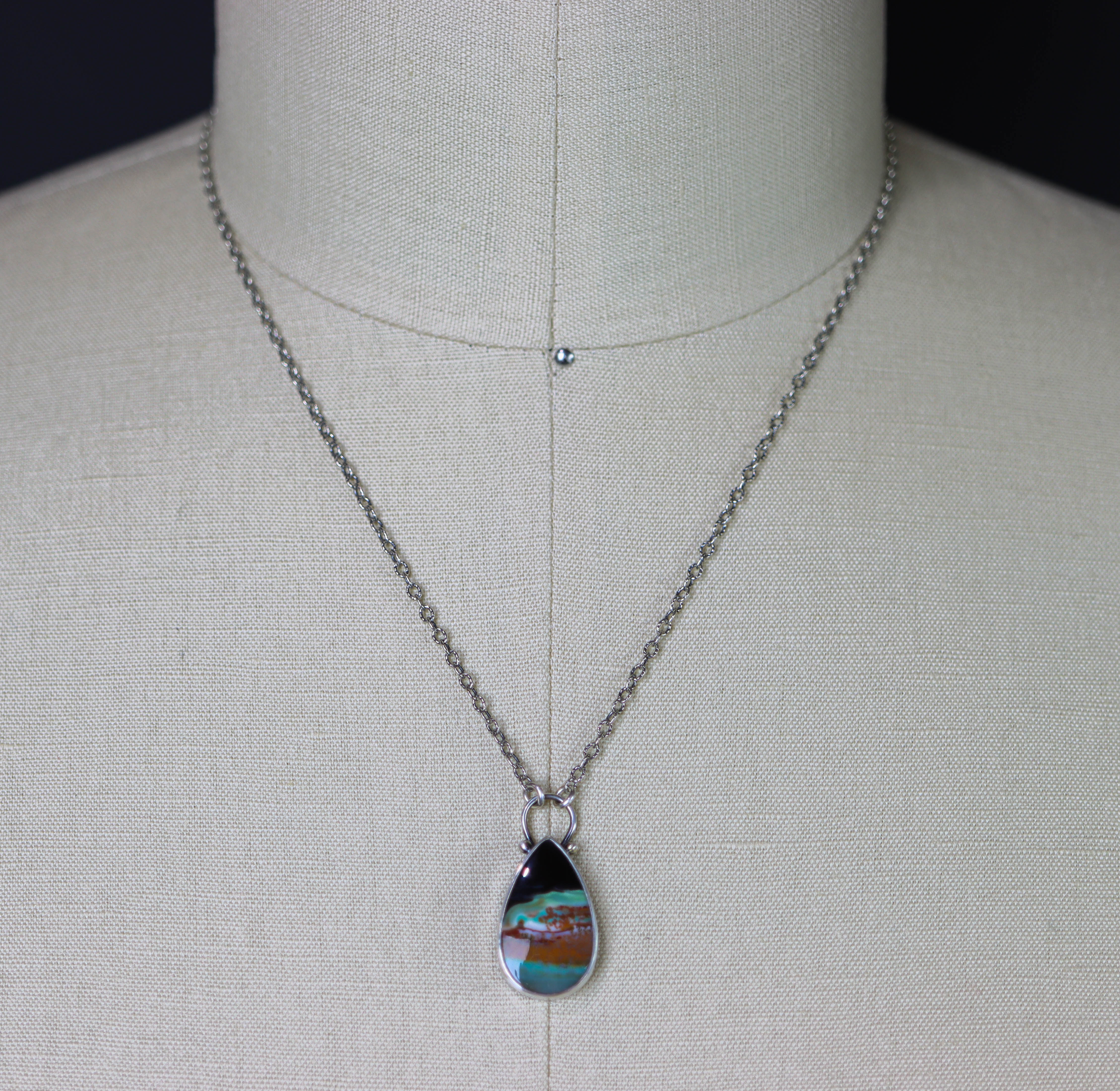 Petrified Opal Wood Pendant Sterling Silver Gemstone Necklace