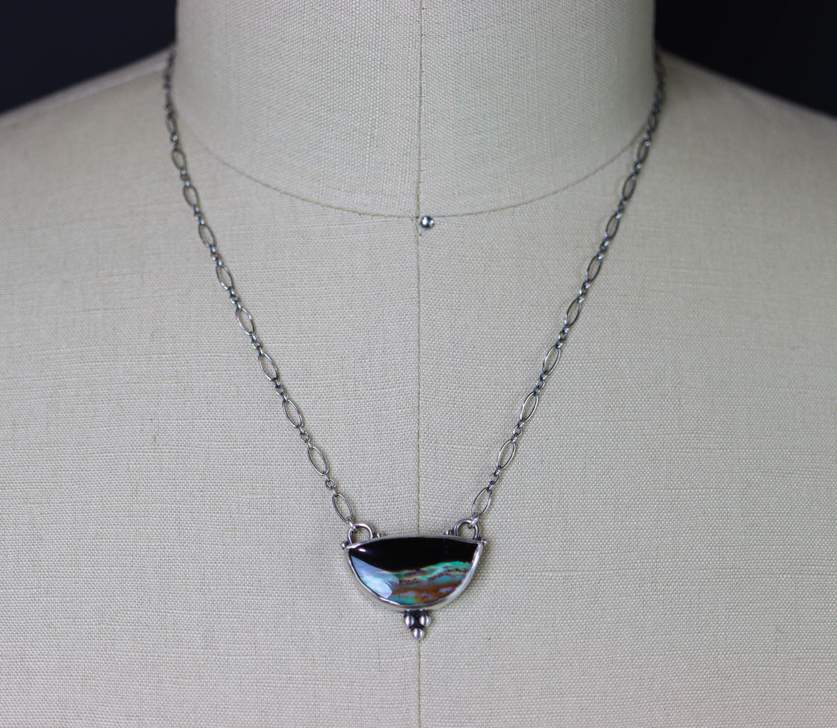 Petrified Opal Wood Pendant Sterling Silver Gemstone Necklace