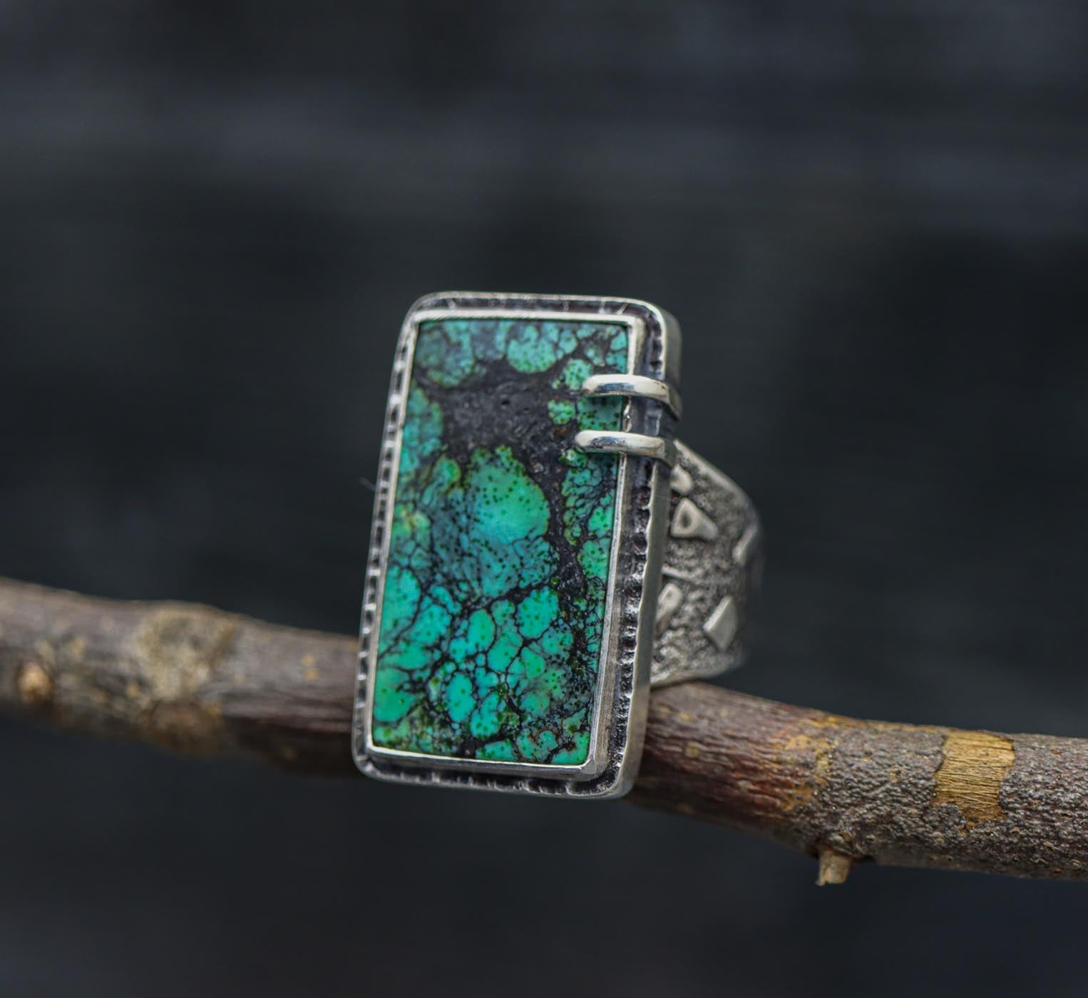 Turquoise Sterling Silver Wide Band Ring