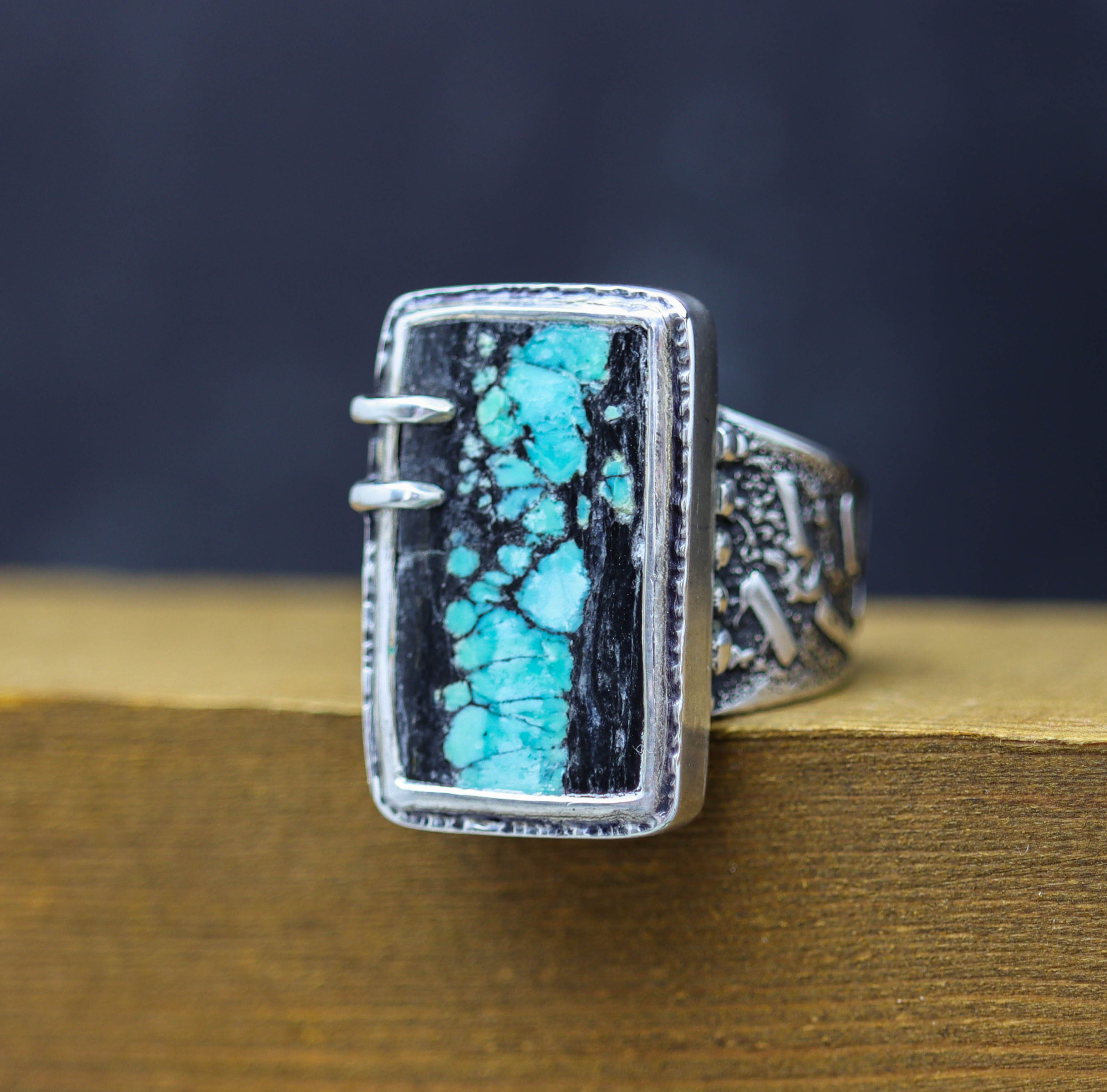 Turquoise Sterling Silver Wide Band Ring