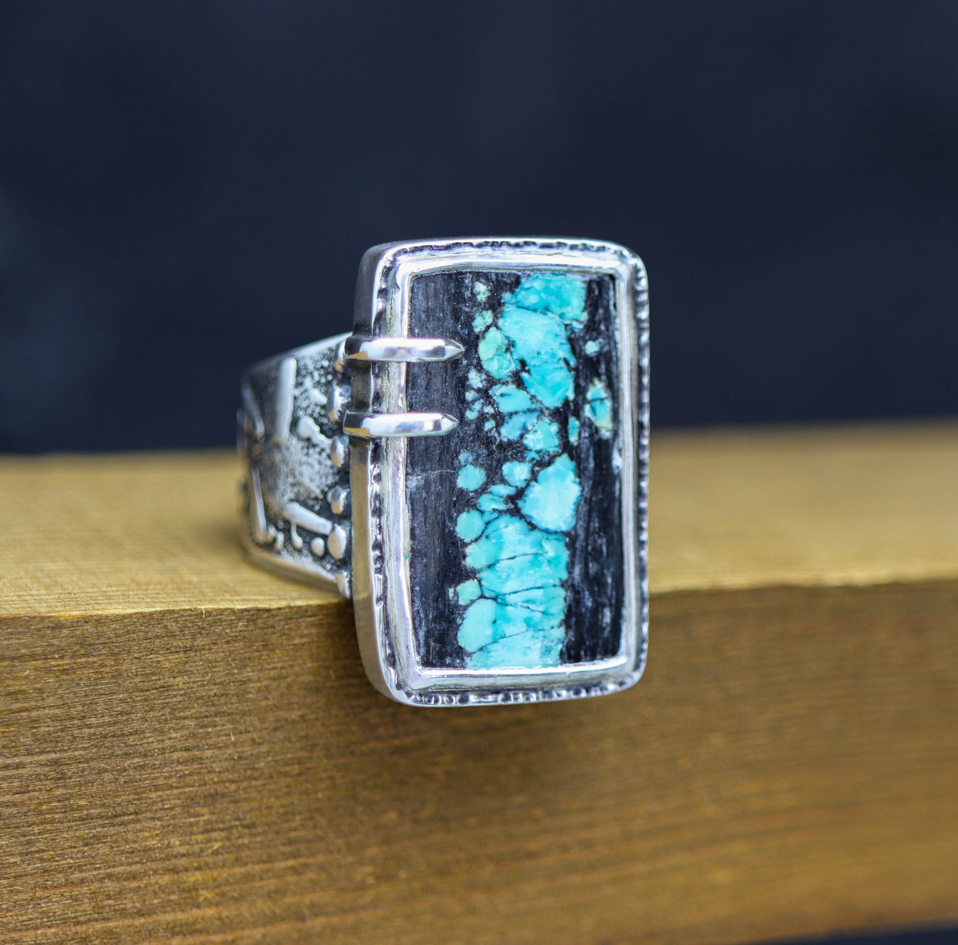 Turquoise Sterling Silver Wide Band Ring