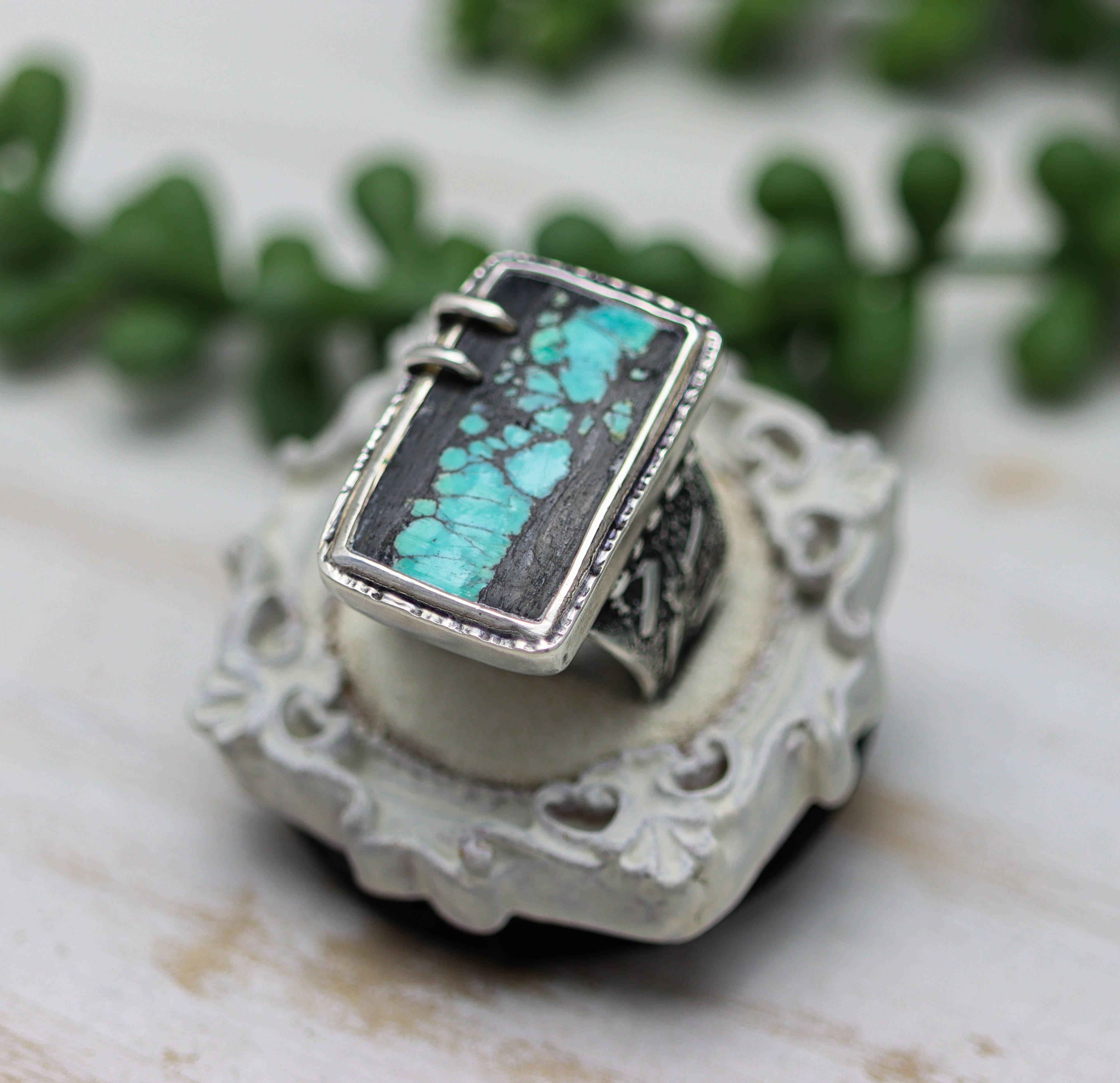 Turquoise Sterling Silver Wide Band Ring