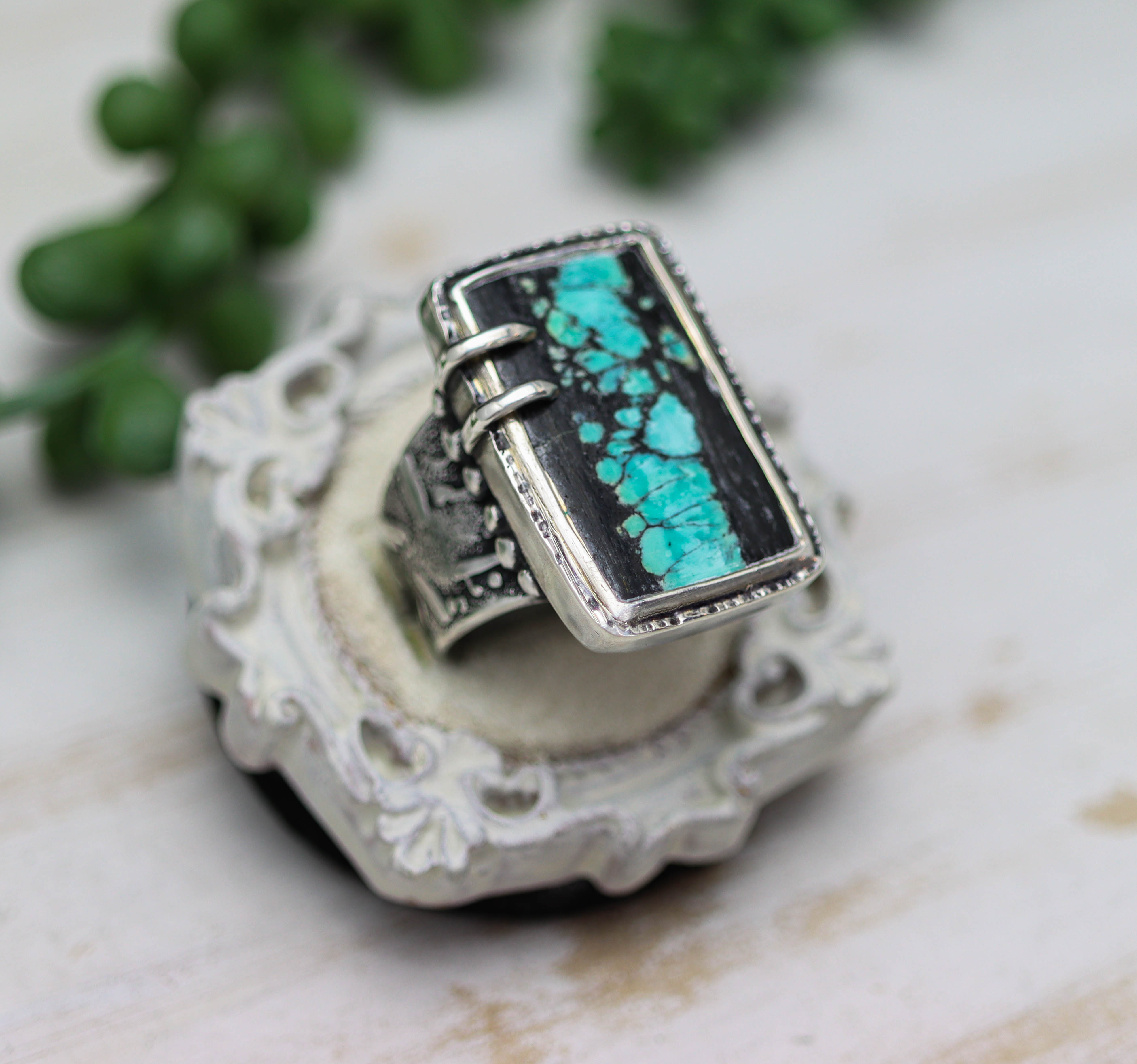 Turquoise Sterling Silver Wide Band Ring