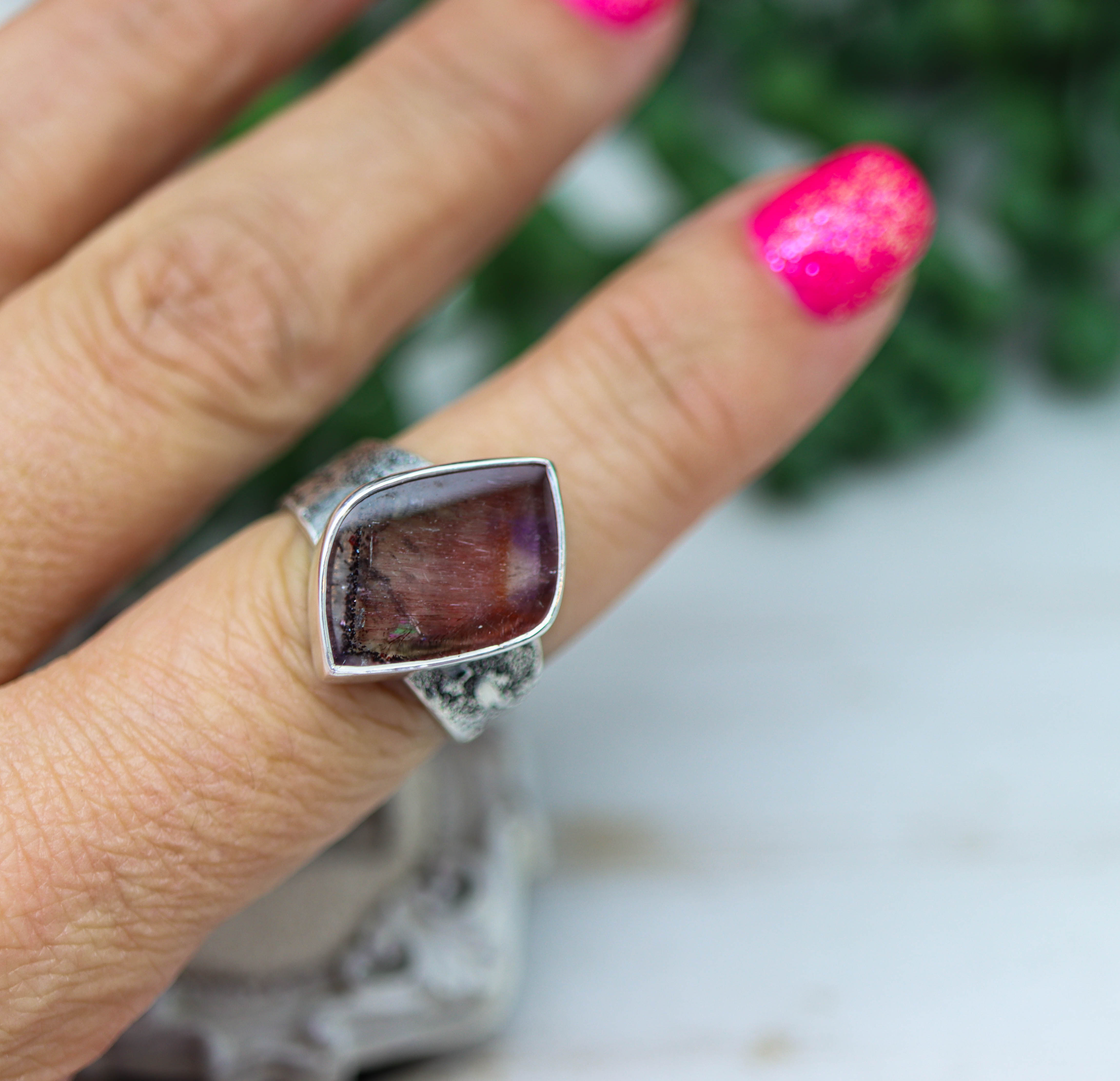 Super Seven Sterling Silver Wide Band Ring