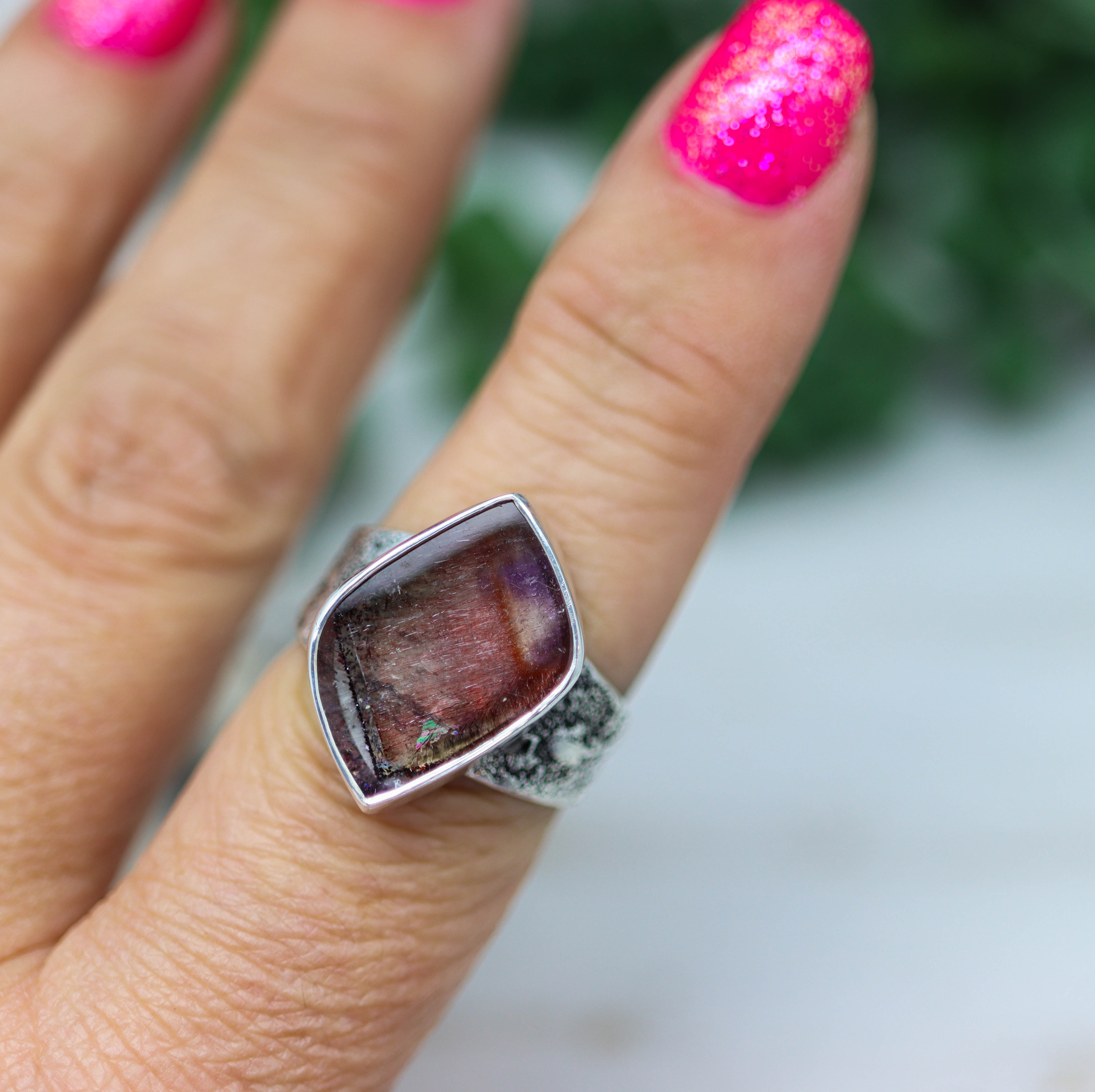 Super Seven Sterling Silver Wide Band Ring