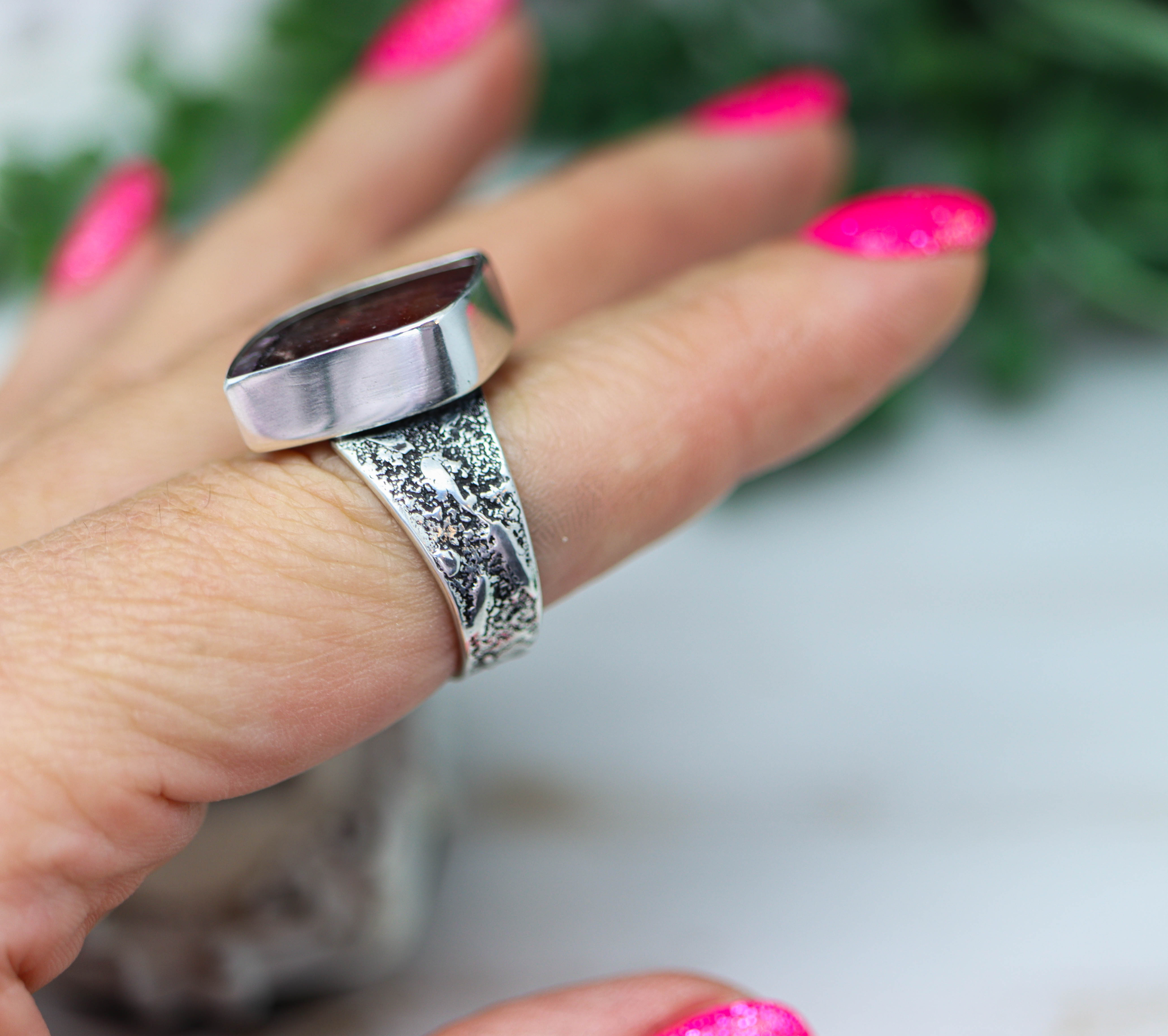 Super Seven Sterling Silver Wide Band Ring