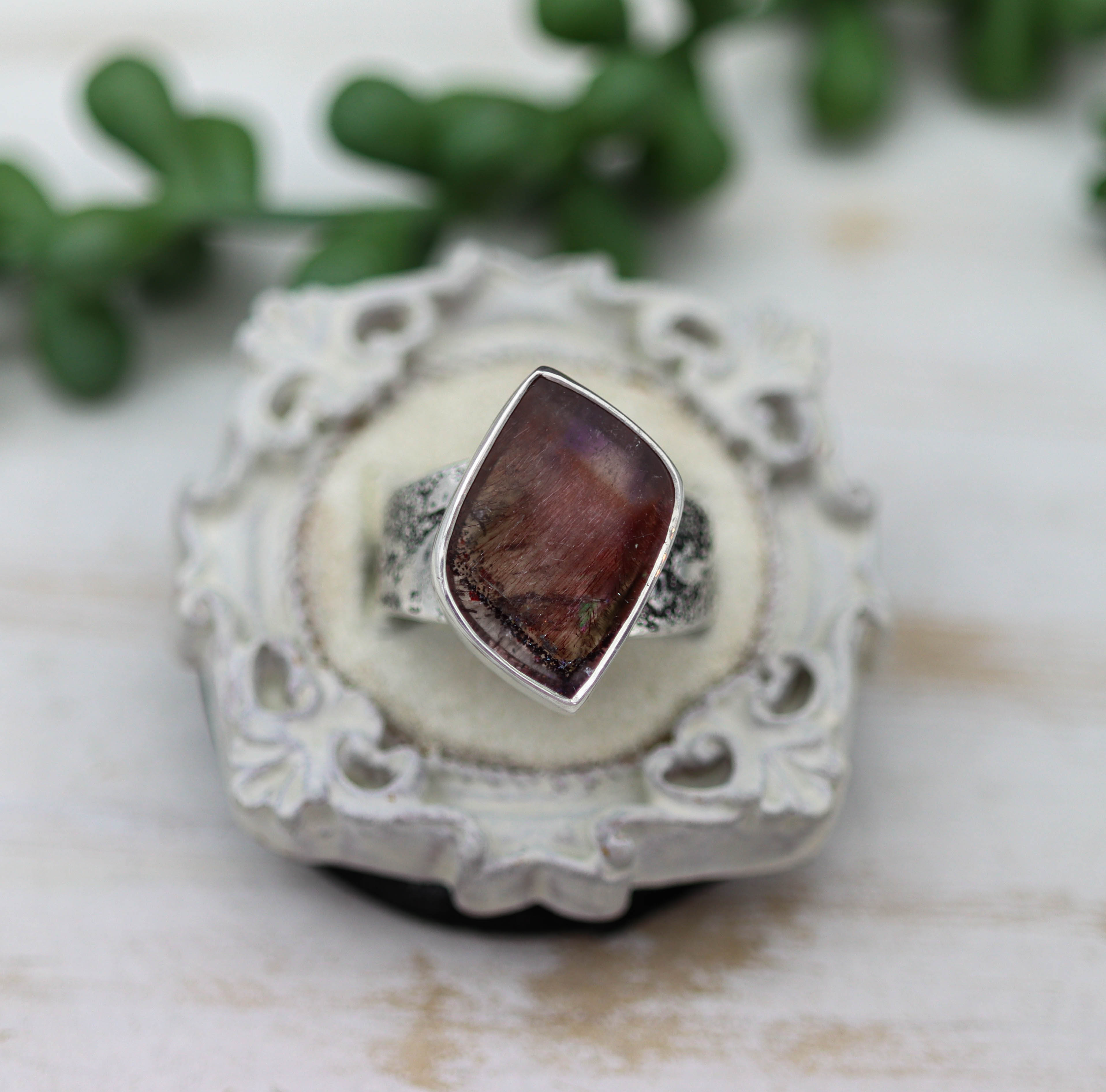 Super Seven Sterling Silver Wide Band Ring