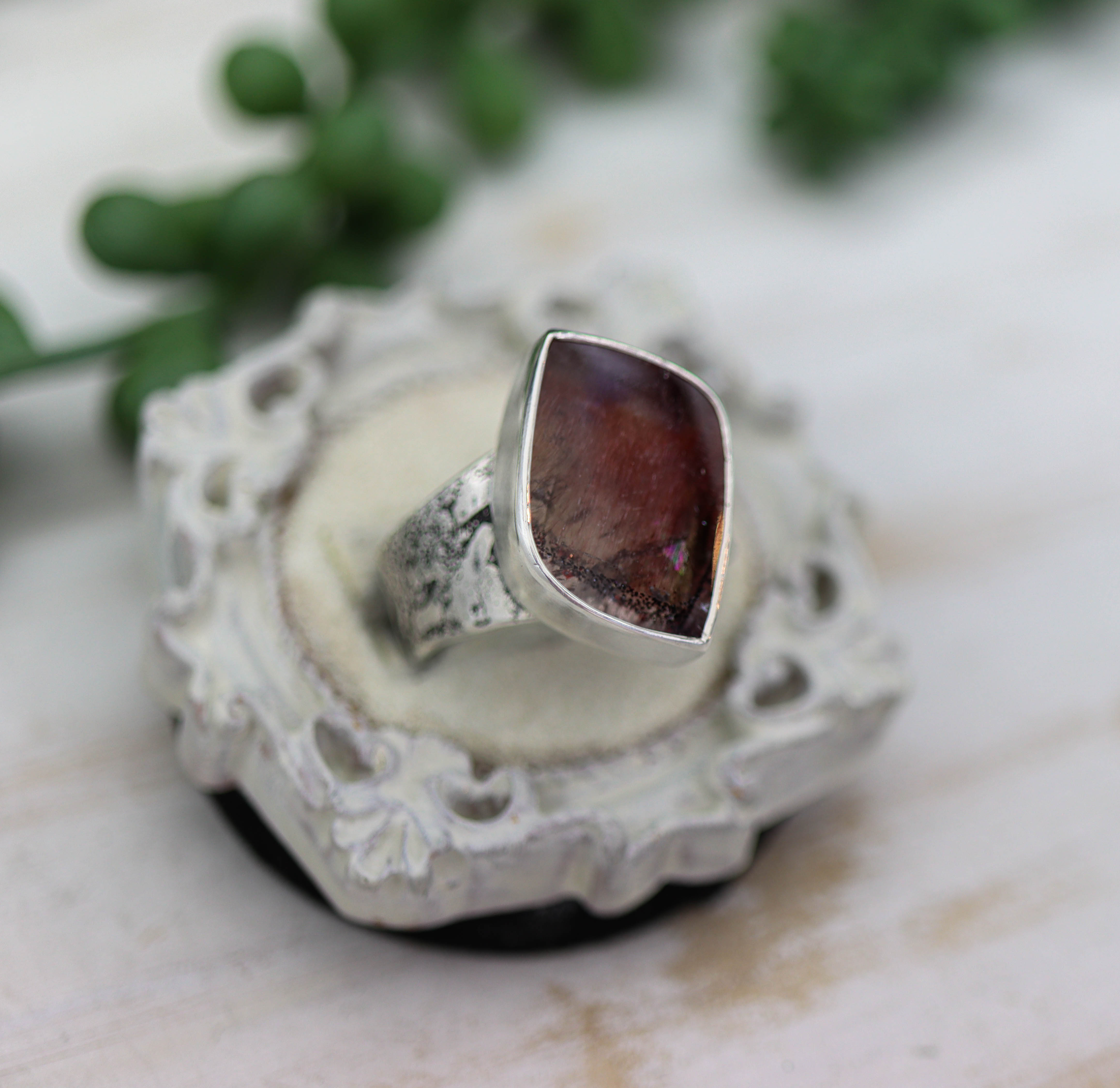 Super Seven Sterling Silver Wide Band Ring