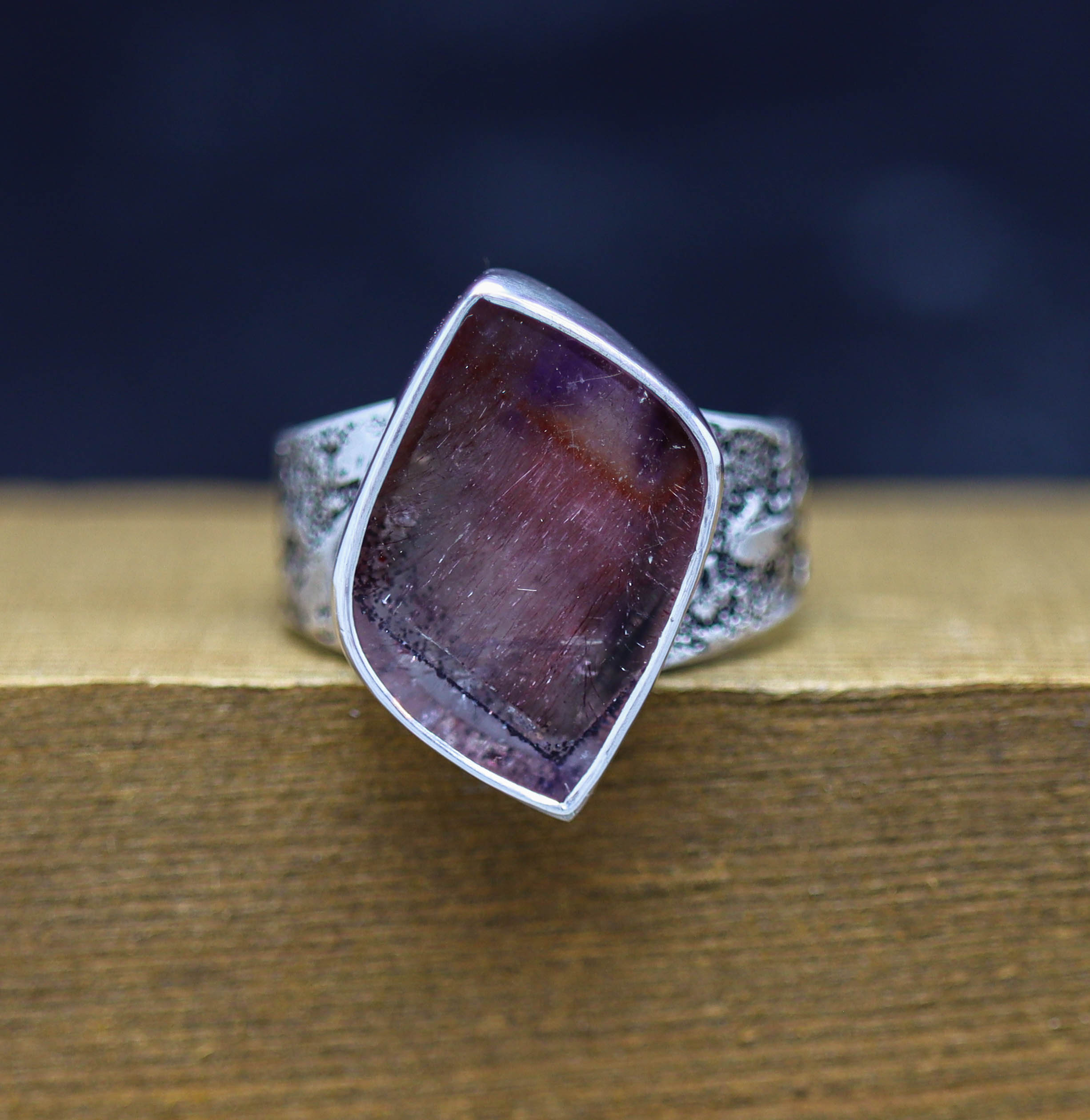 Super Seven Sterling Silver Wide Band Ring