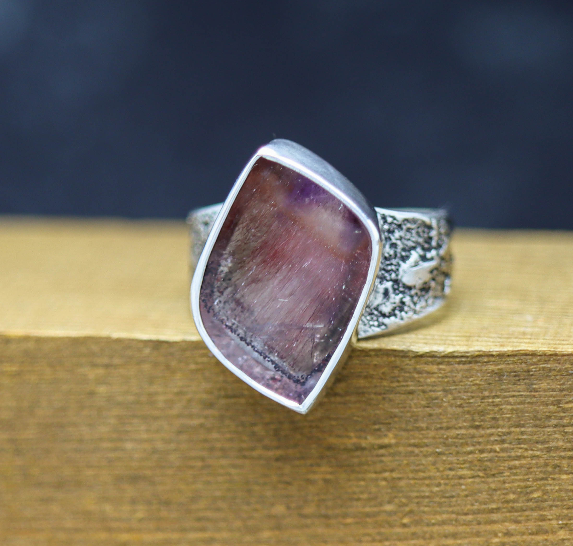 Super Seven Sterling Silver Wide Band Ring