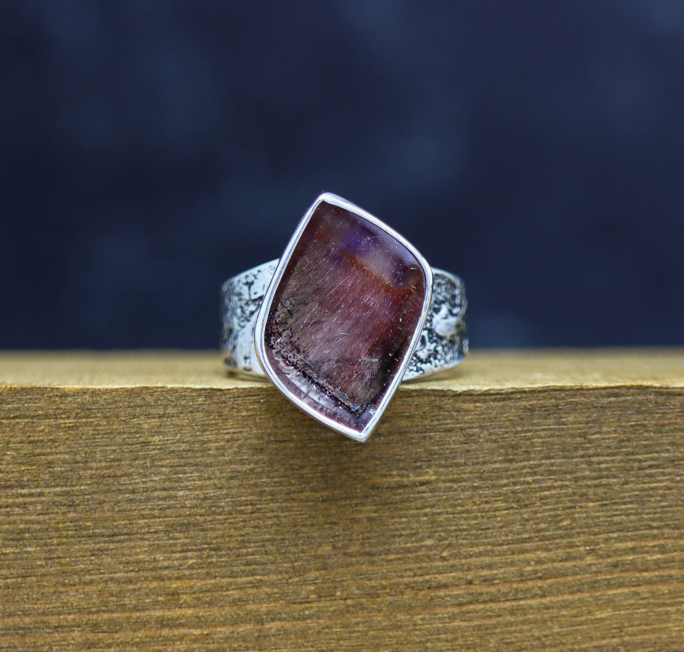 Super Seven Sterling Silver Wide Band Ring