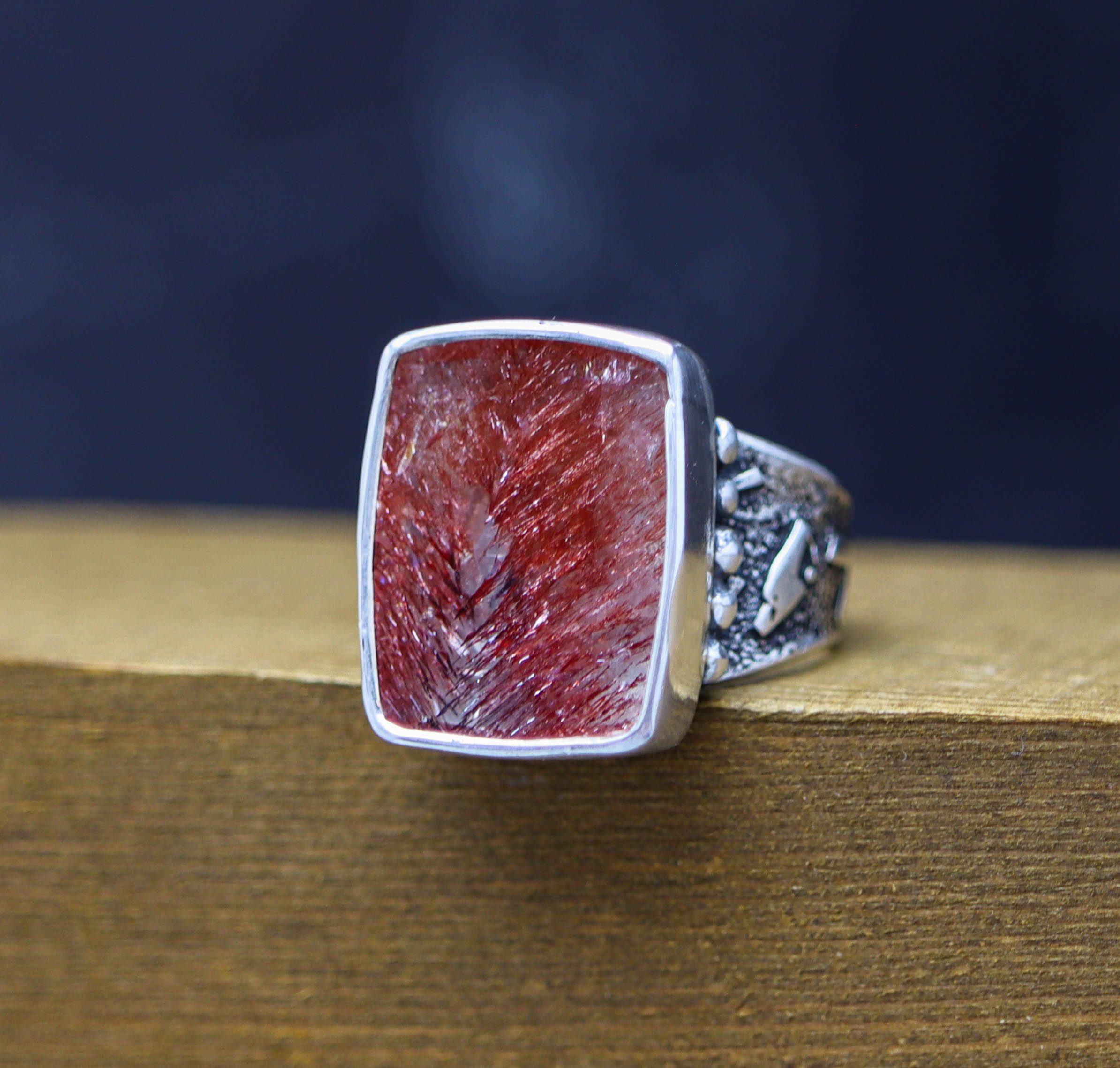 Super Seven Sterling Silver Wide Band Ring