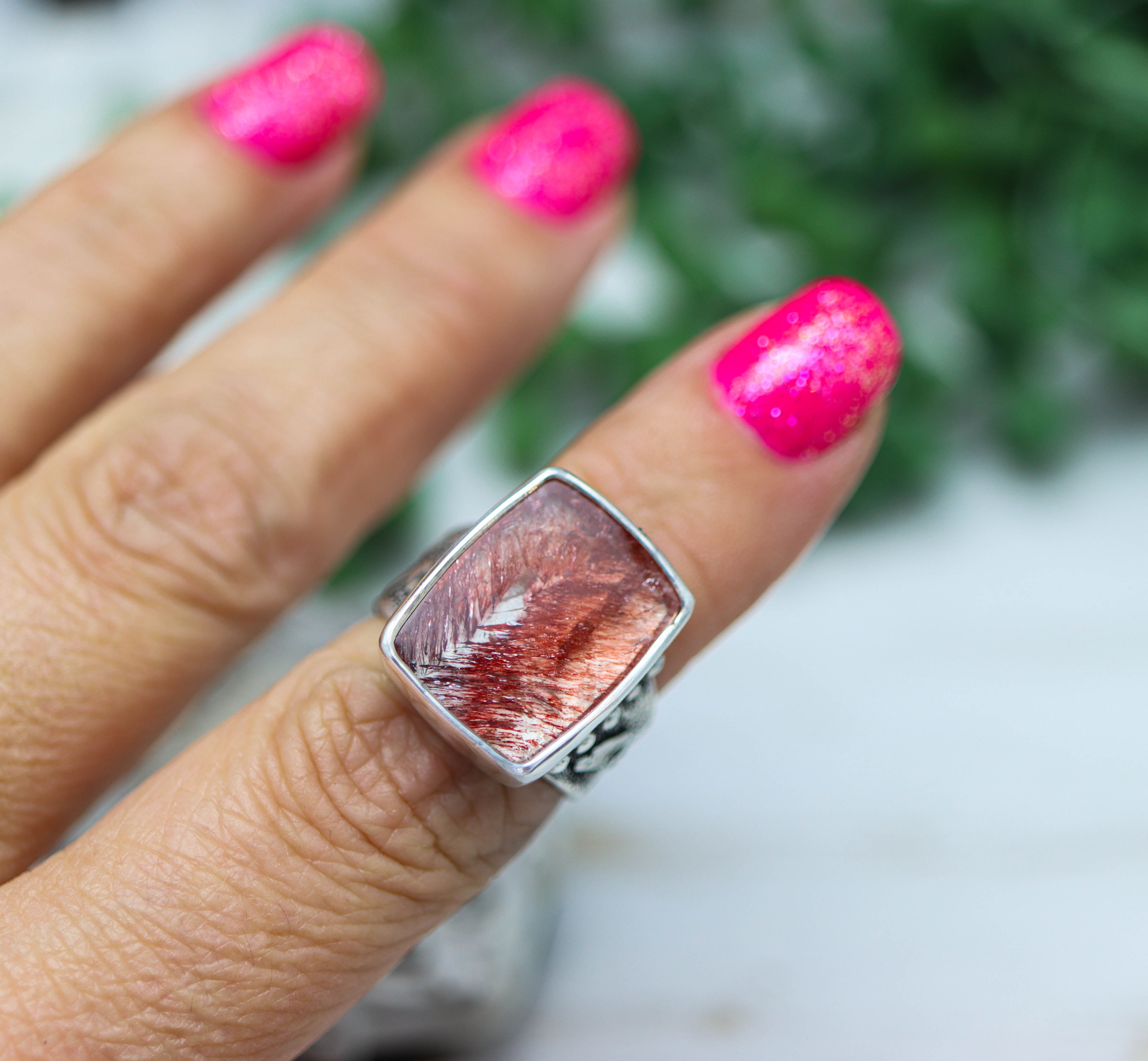 Super Seven Sterling Silver Wide Band Ring