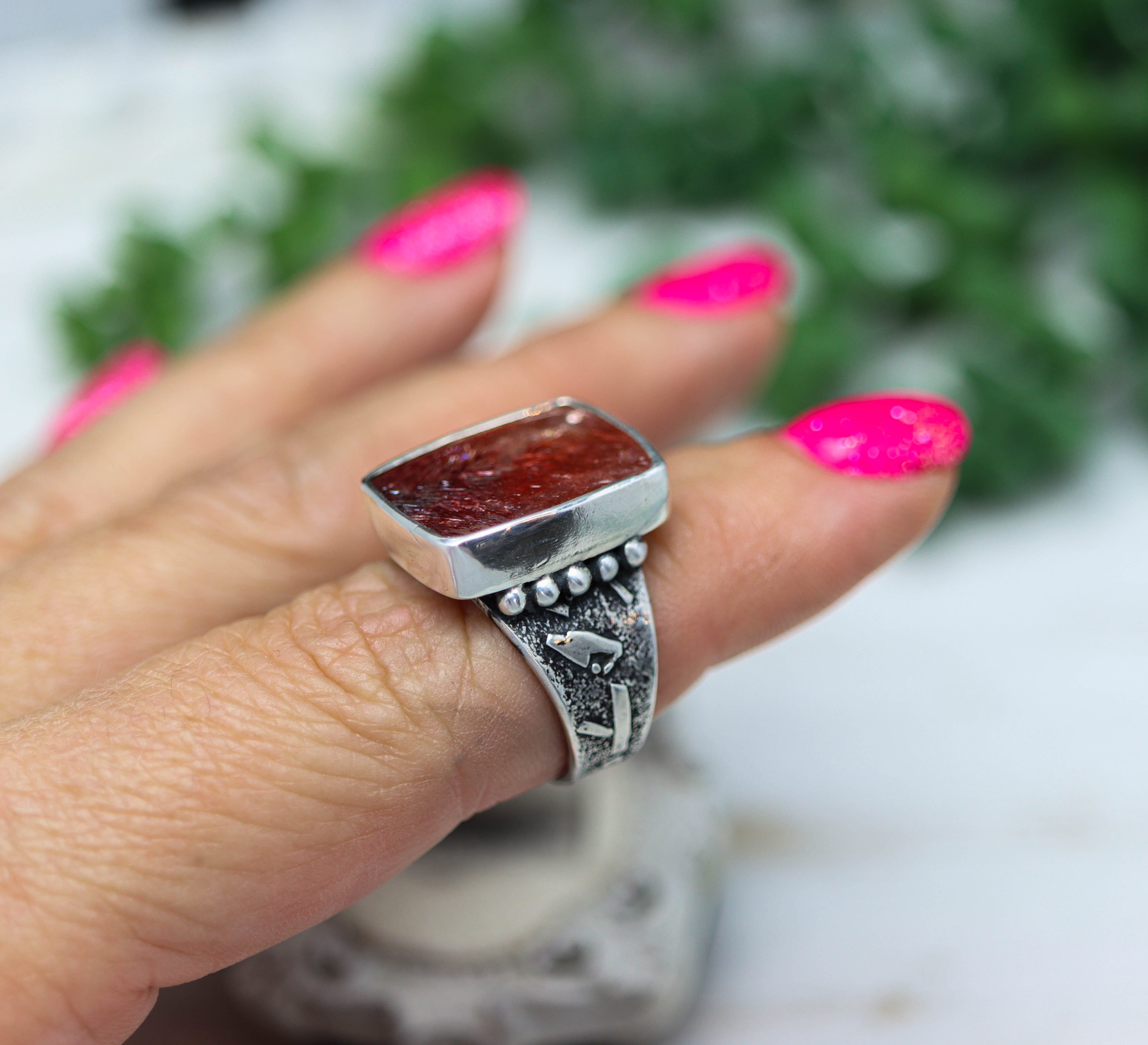 Super Seven Sterling Silver Wide Band Ring