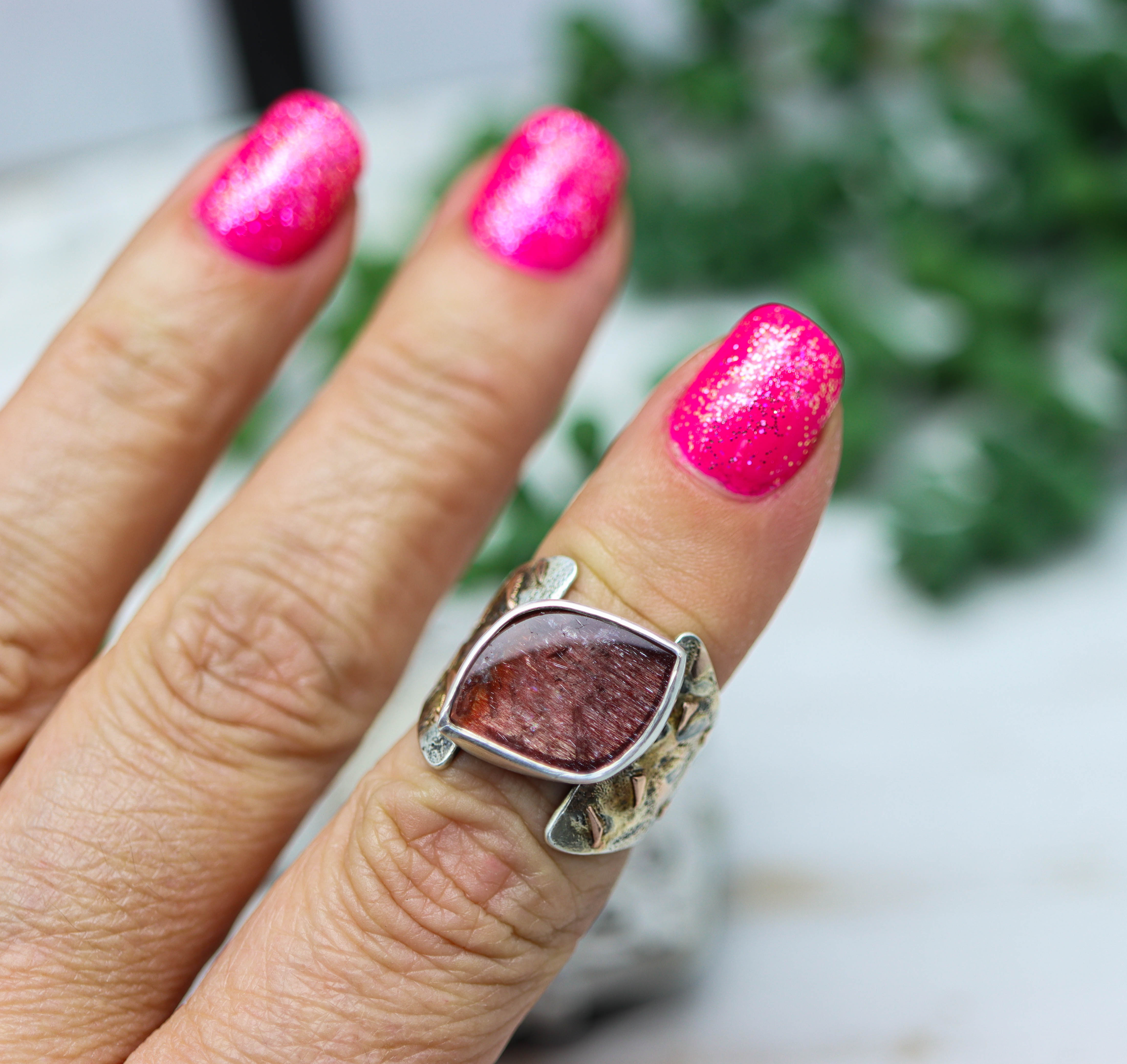Super Seven Ring with Fused 14k Rose Gold in Sterling Silver