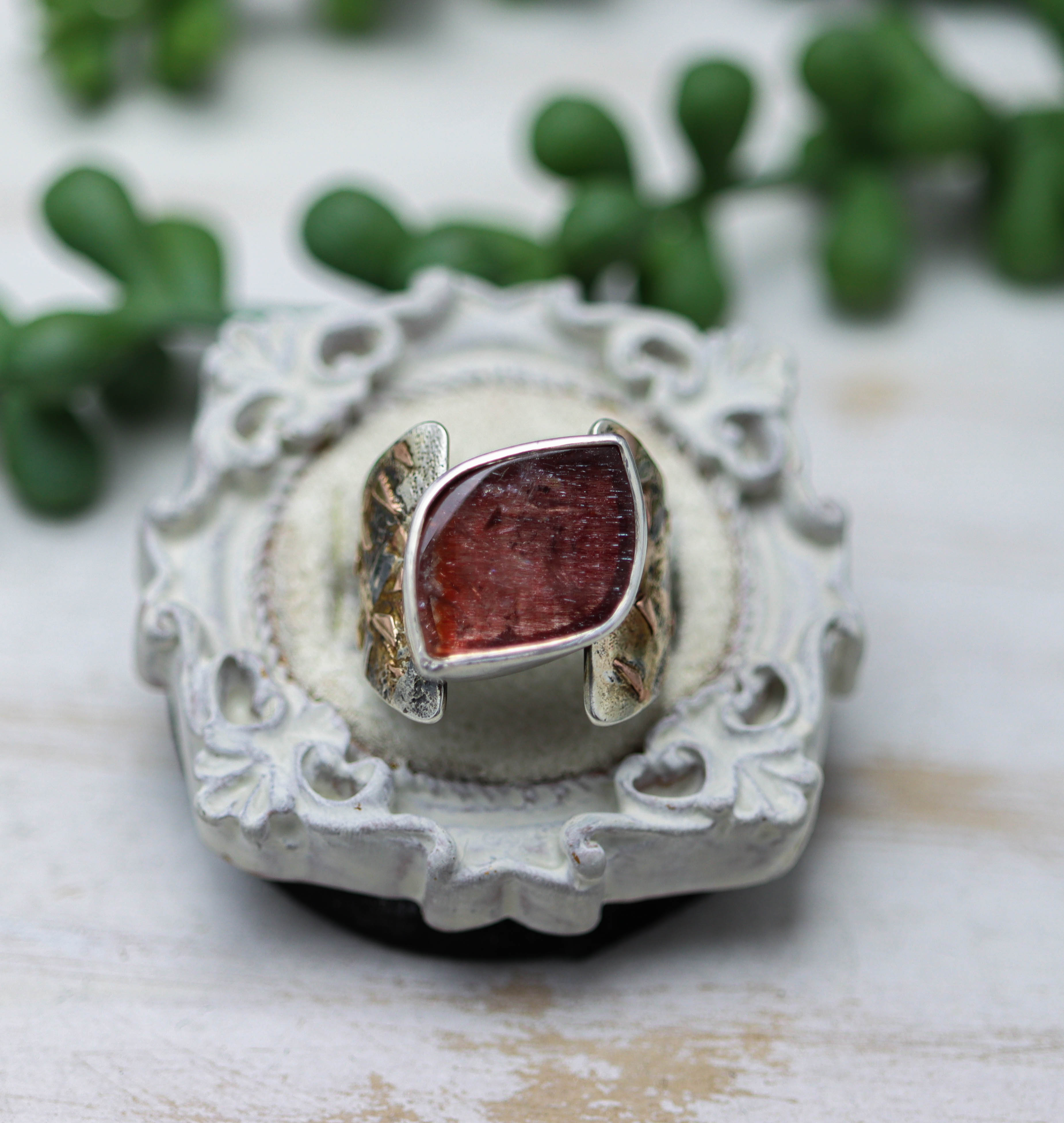 Super Seven Ring with Fused 14k Rose Gold in Sterling Silver