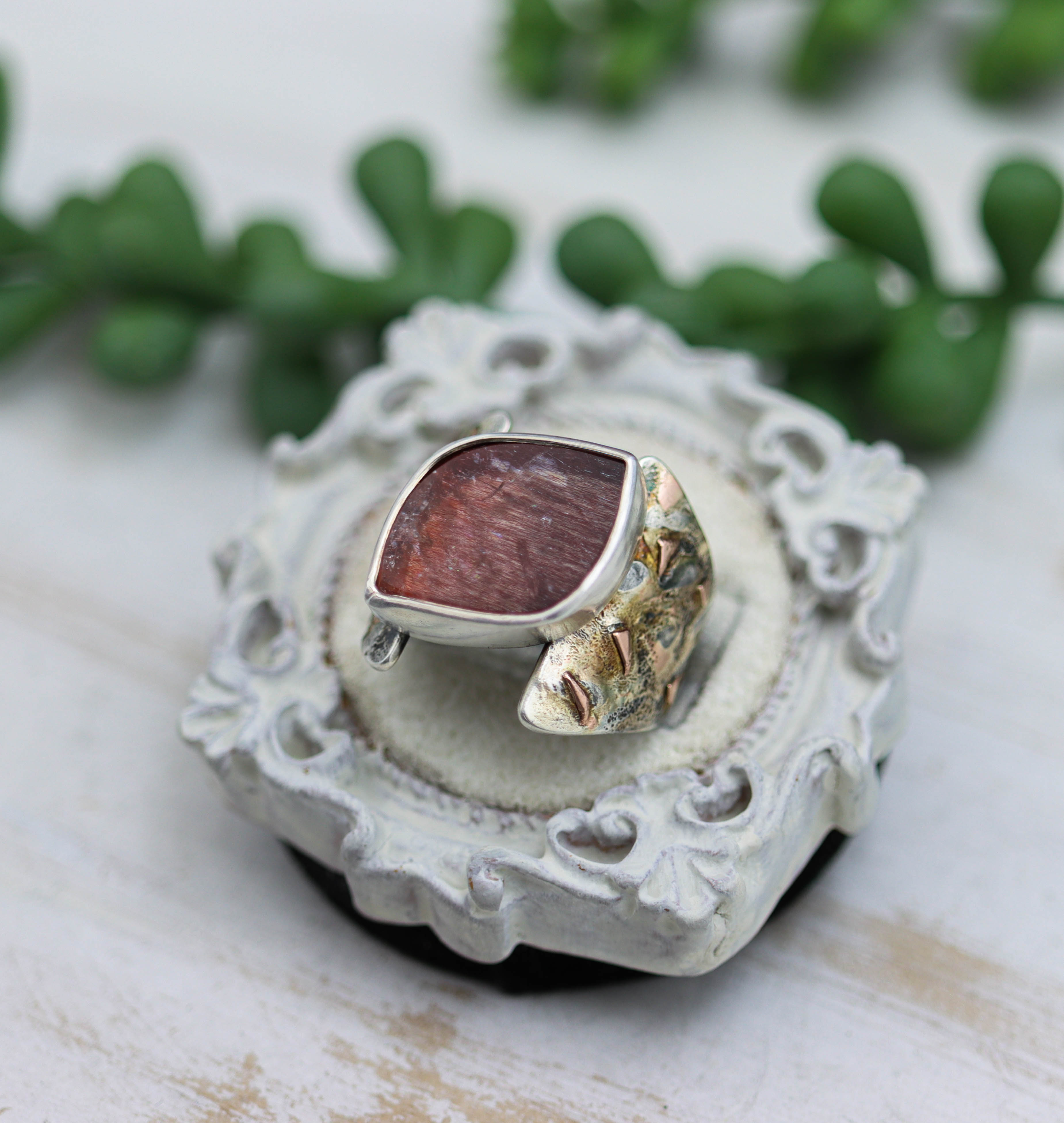 Super Seven Ring with Fused 14k Rose Gold in Sterling Silver