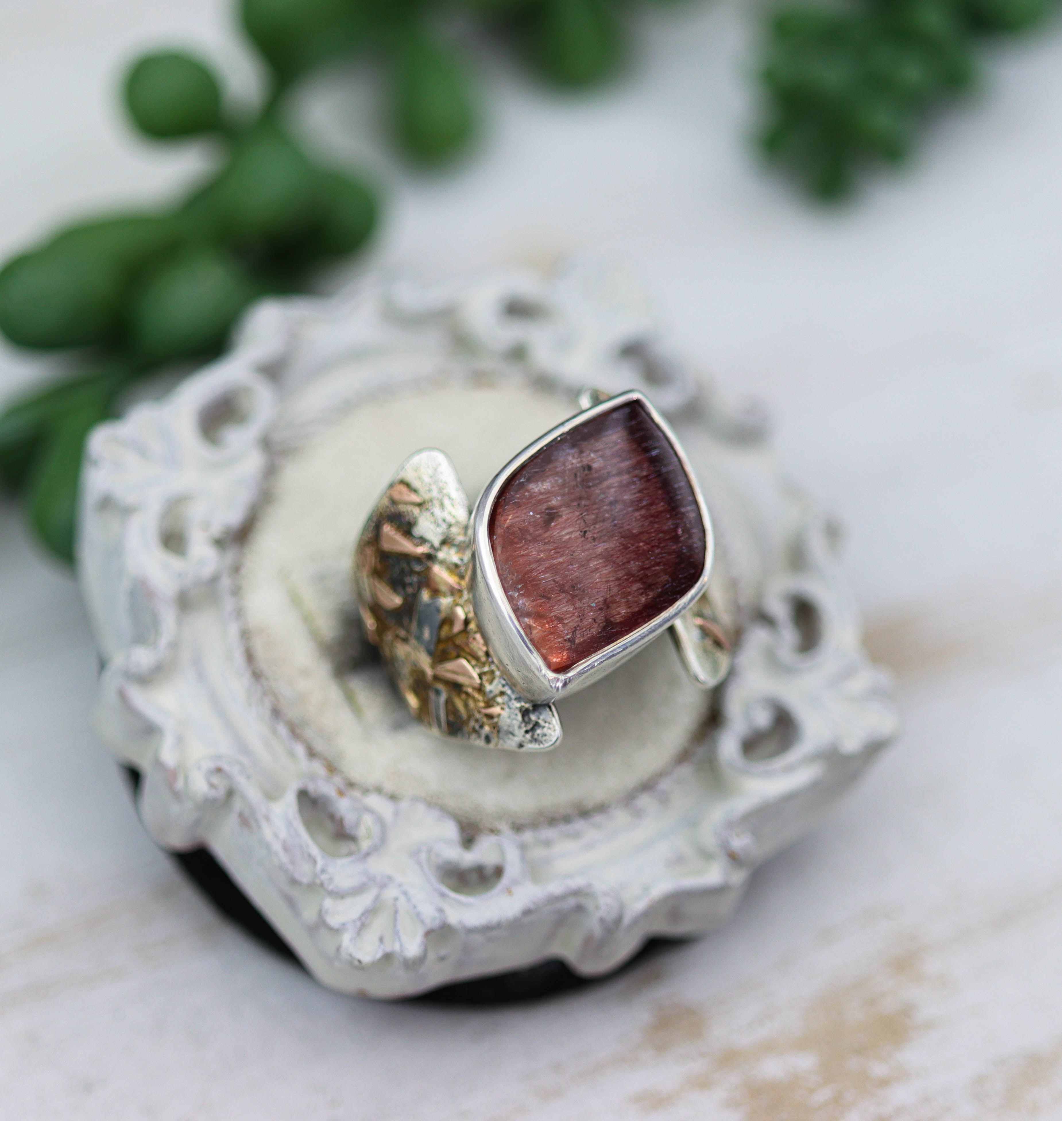 Super Seven Ring with Fused 14k Rose Gold in Sterling Silver
