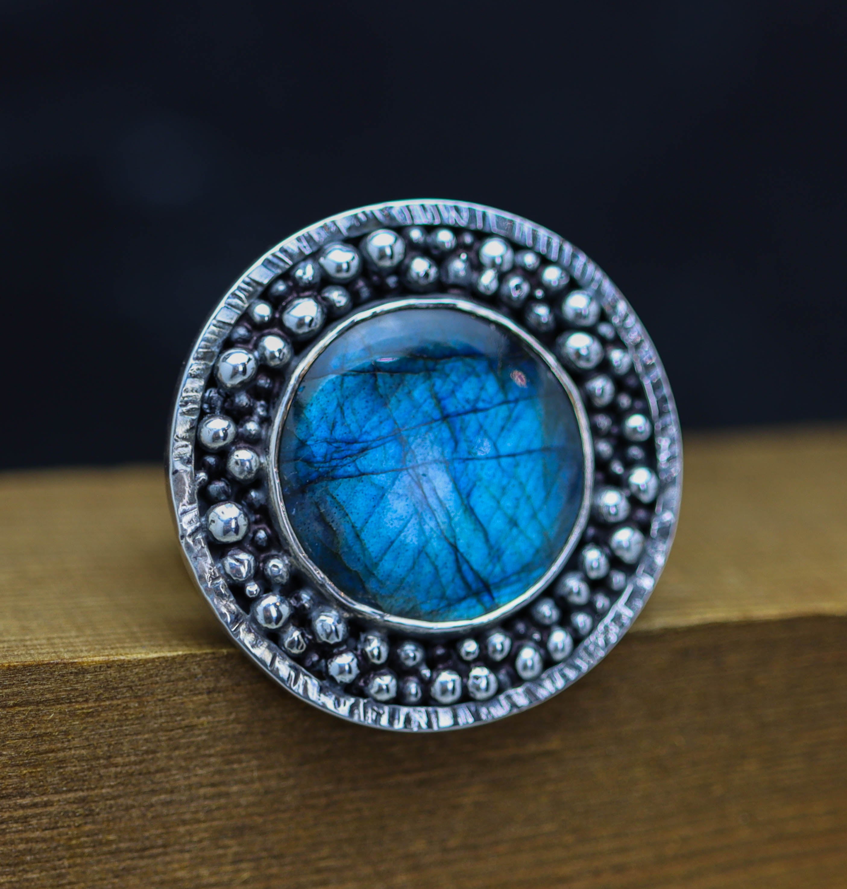 Labradorite Galaxy Statement Ring in Sterling Silver