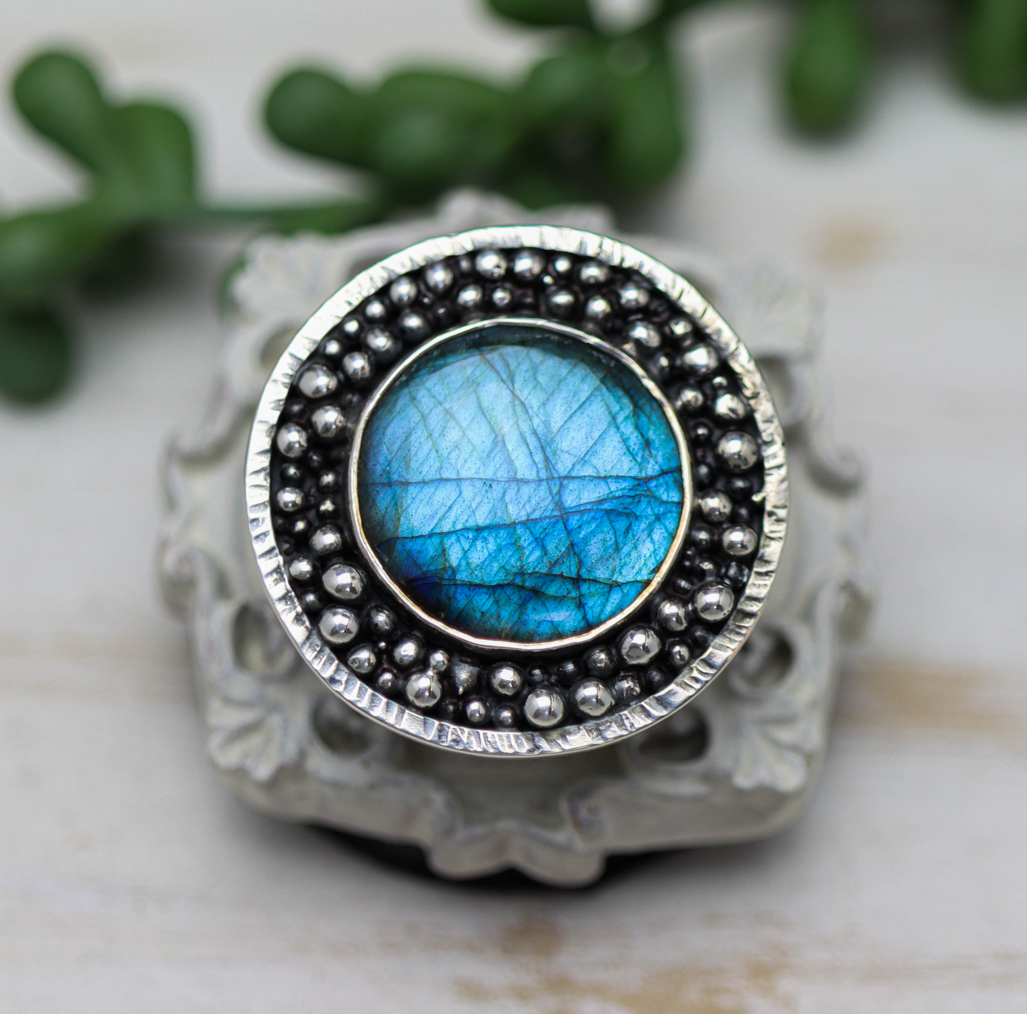 Labradorite Galaxy Statement Ring in Sterling Silver