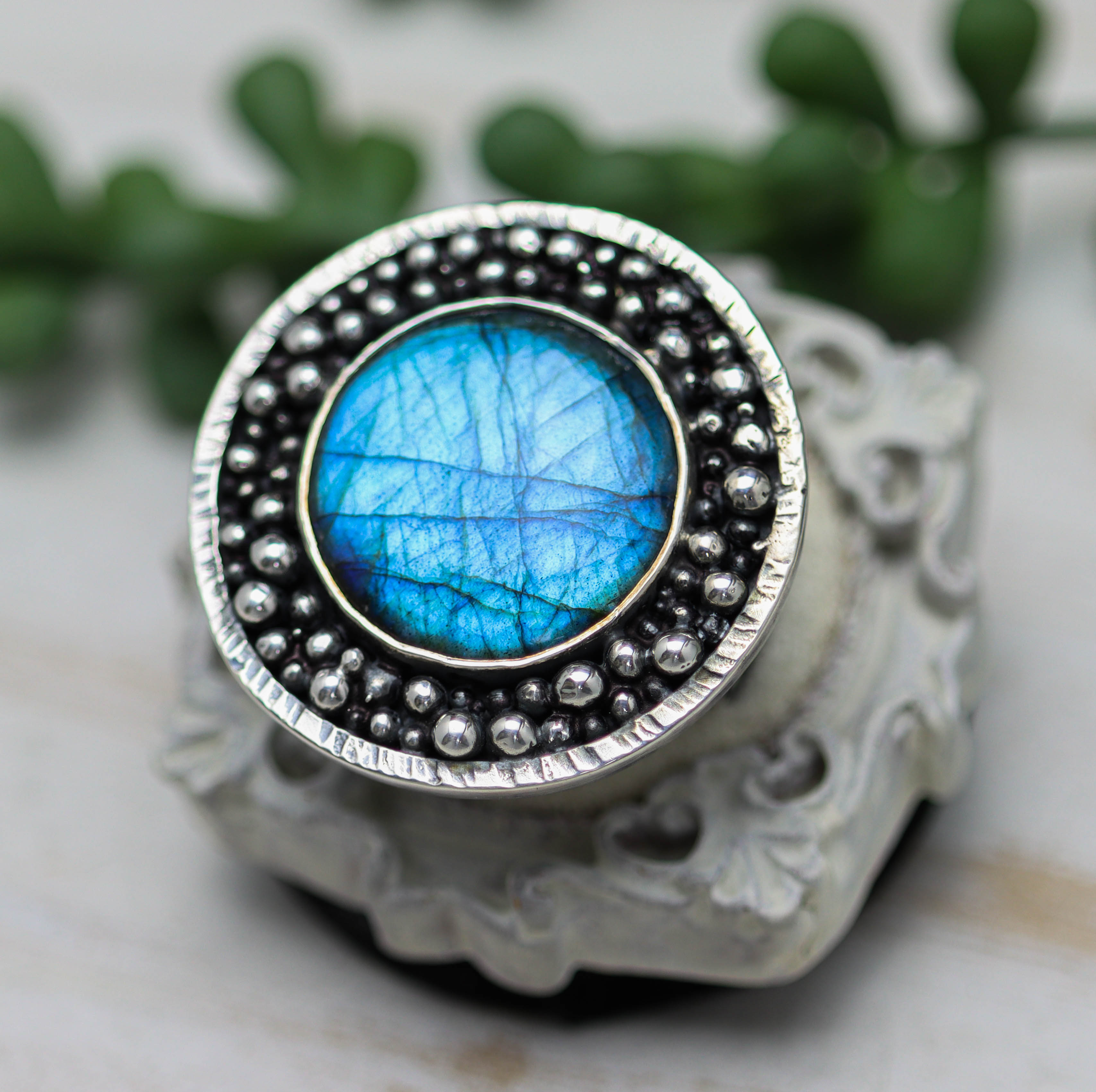 Labradorite Galaxy Statement Ring in Sterling Silver