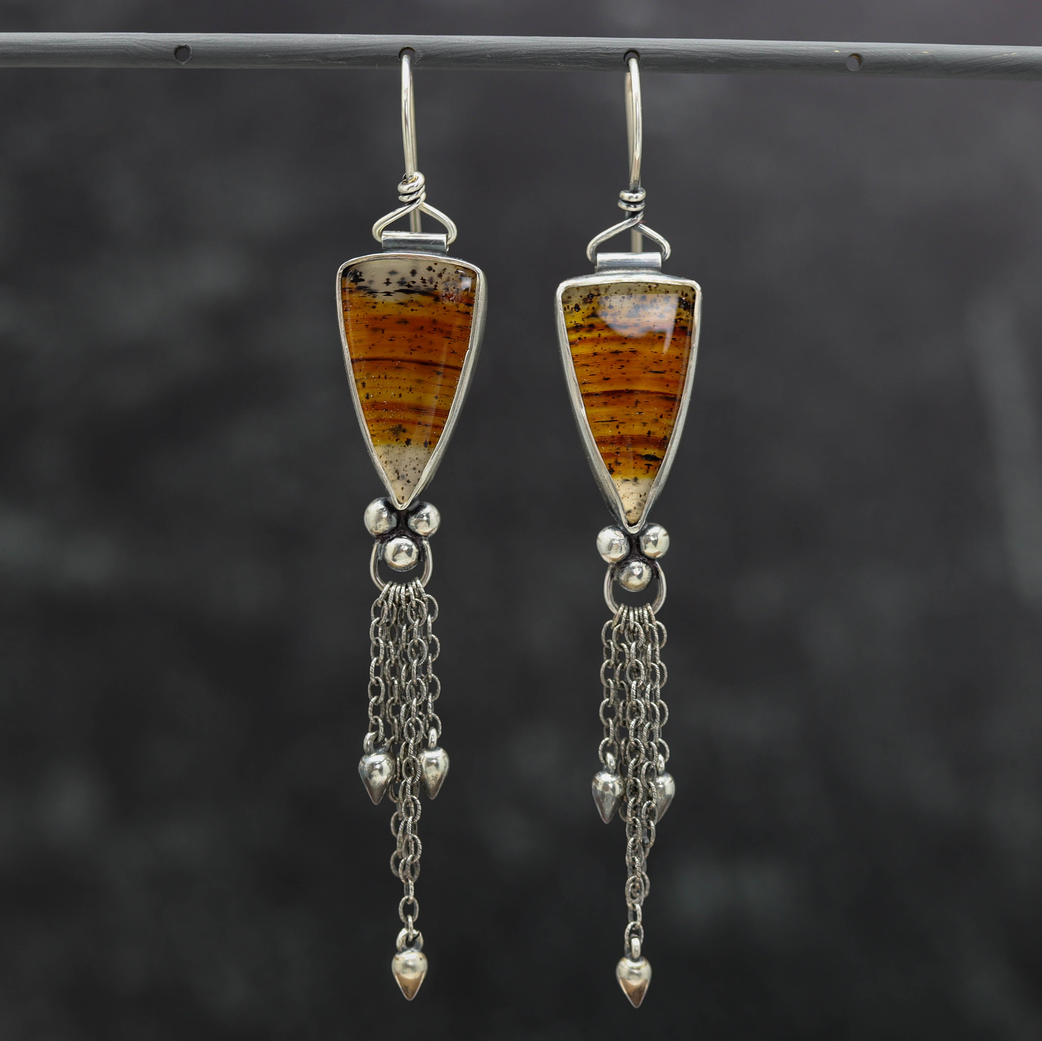 Montana Agate & Sterling Silver Tassel Earrings