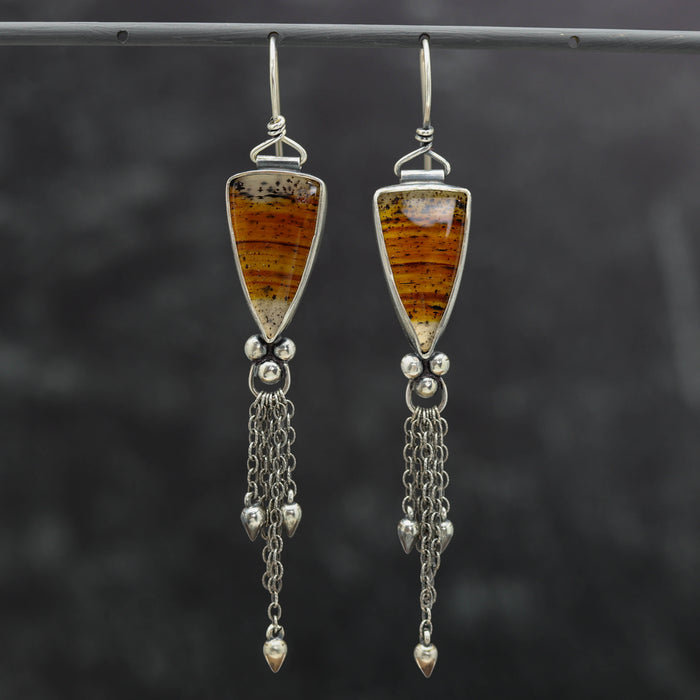 Montana Agate & Sterling Silver Tassel Earrings