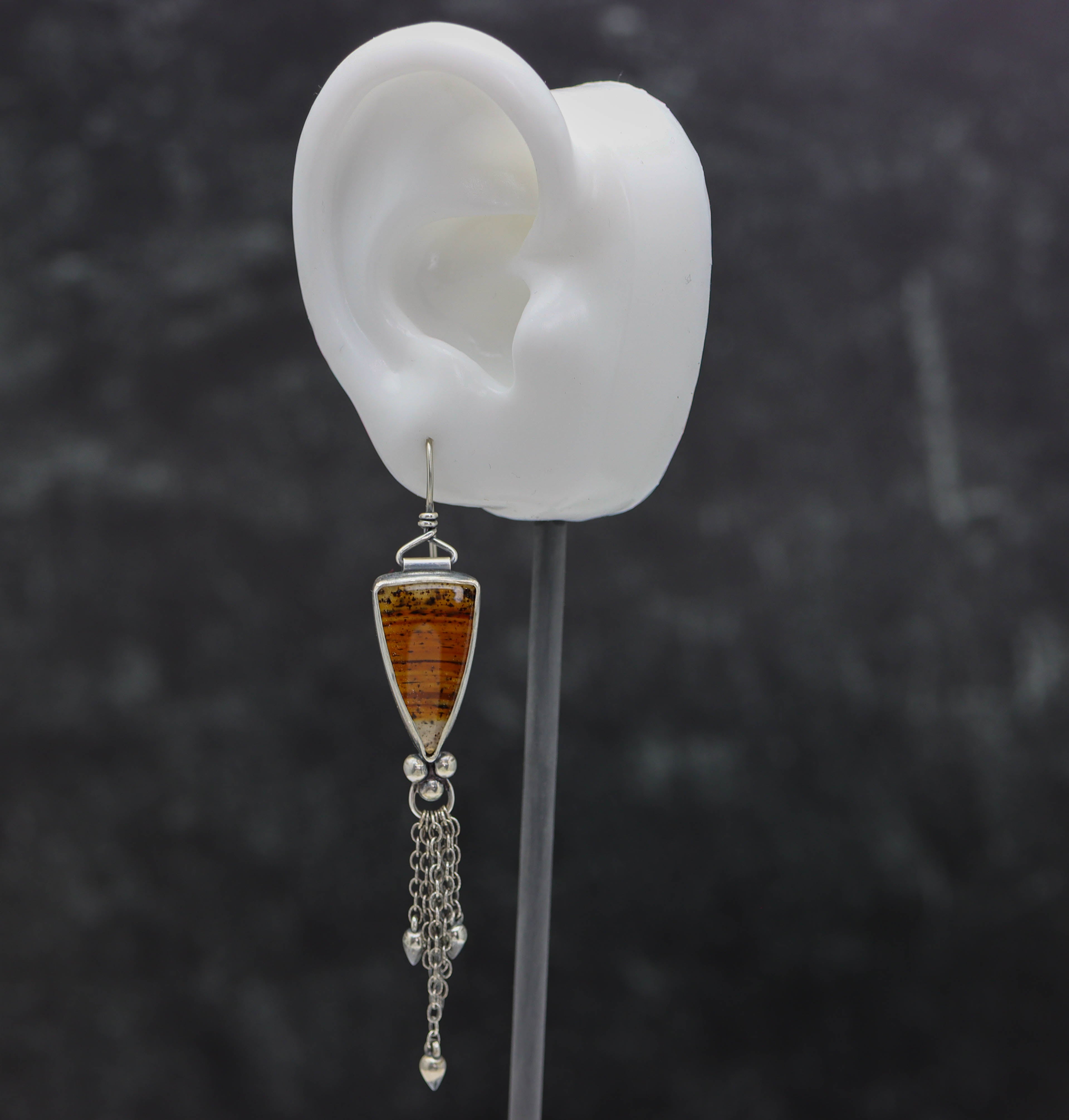 Montana Agate & Sterling Silver Tassel Earrings