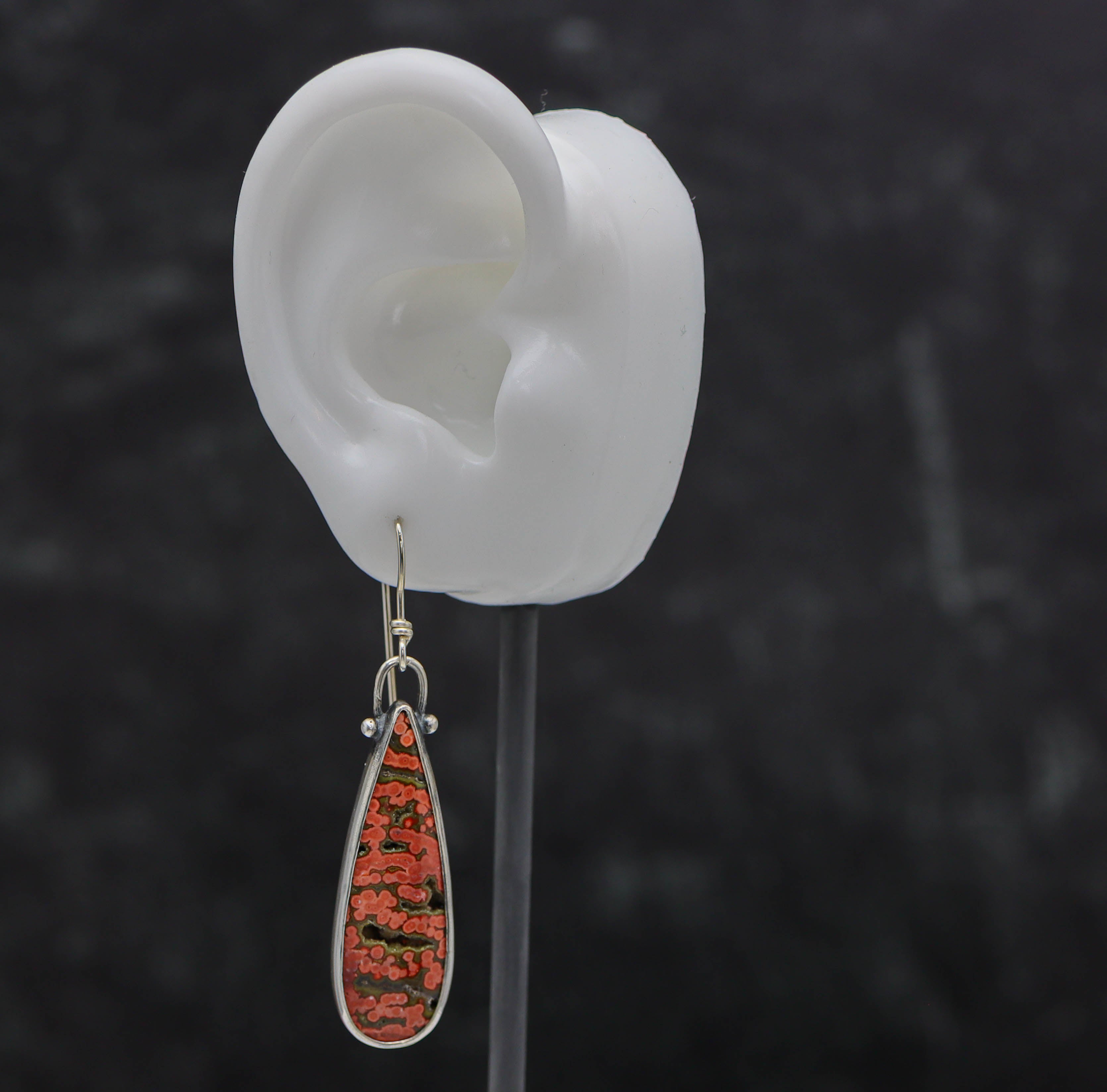 Orbicular Jasper Dangle Earrings Sterling Silver