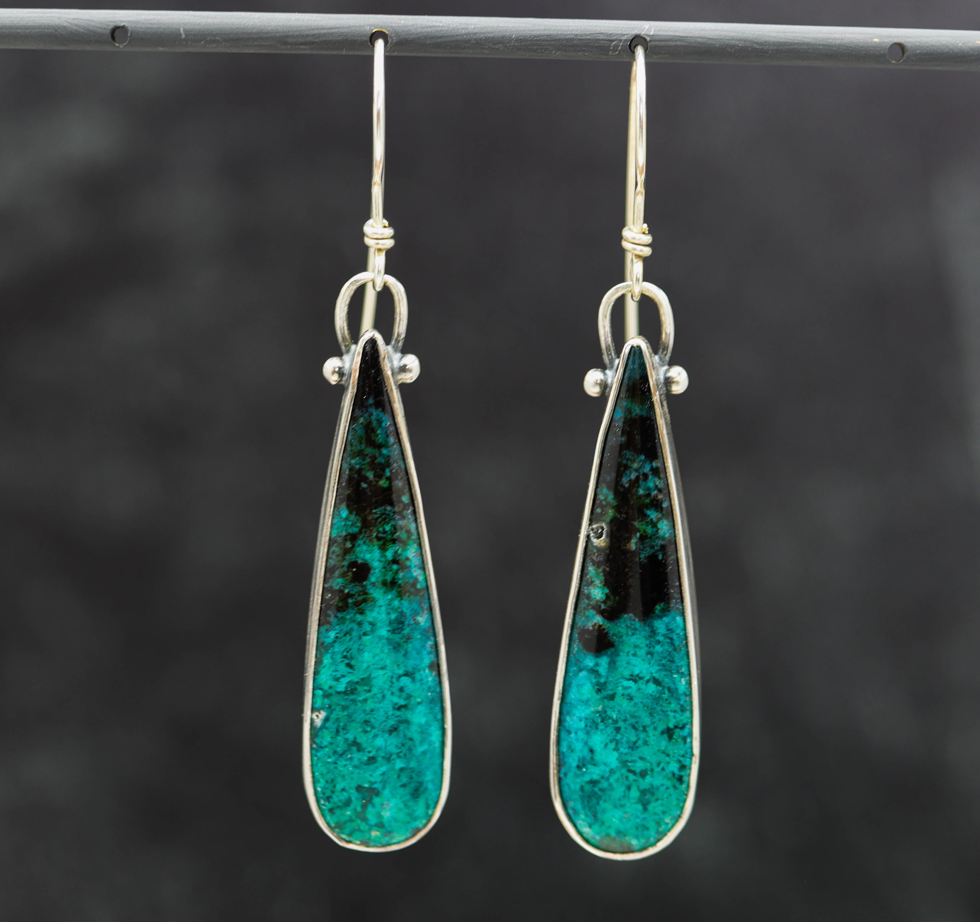 Chrysocolla Earrings Sterling Silver