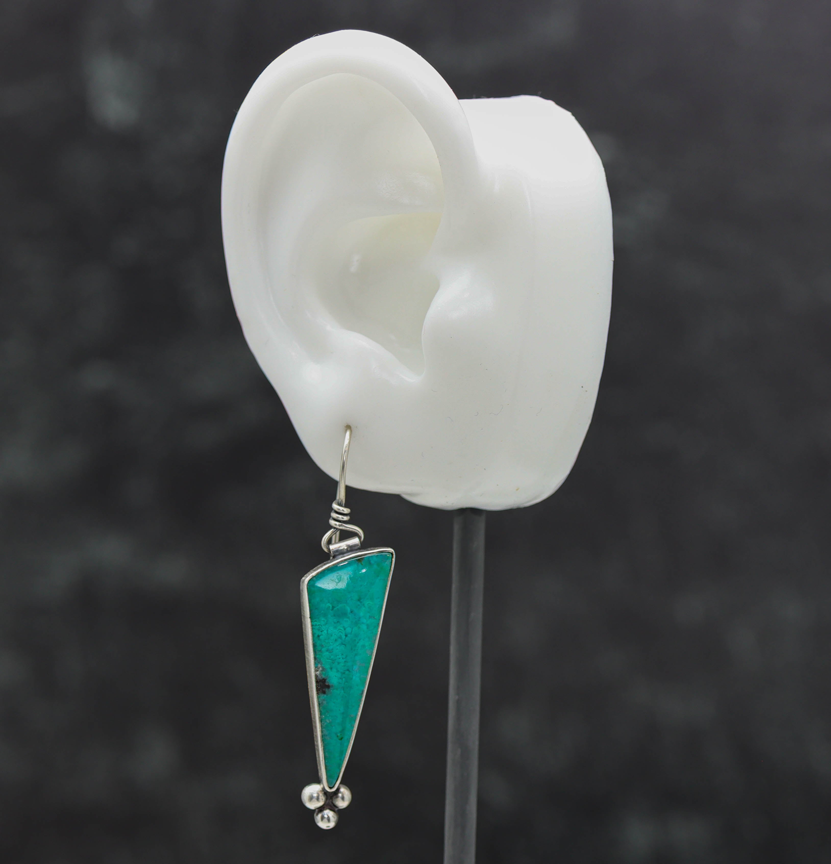Powderfall Chrysocolla & Tenorite Dangle Earrings Sterling Silver