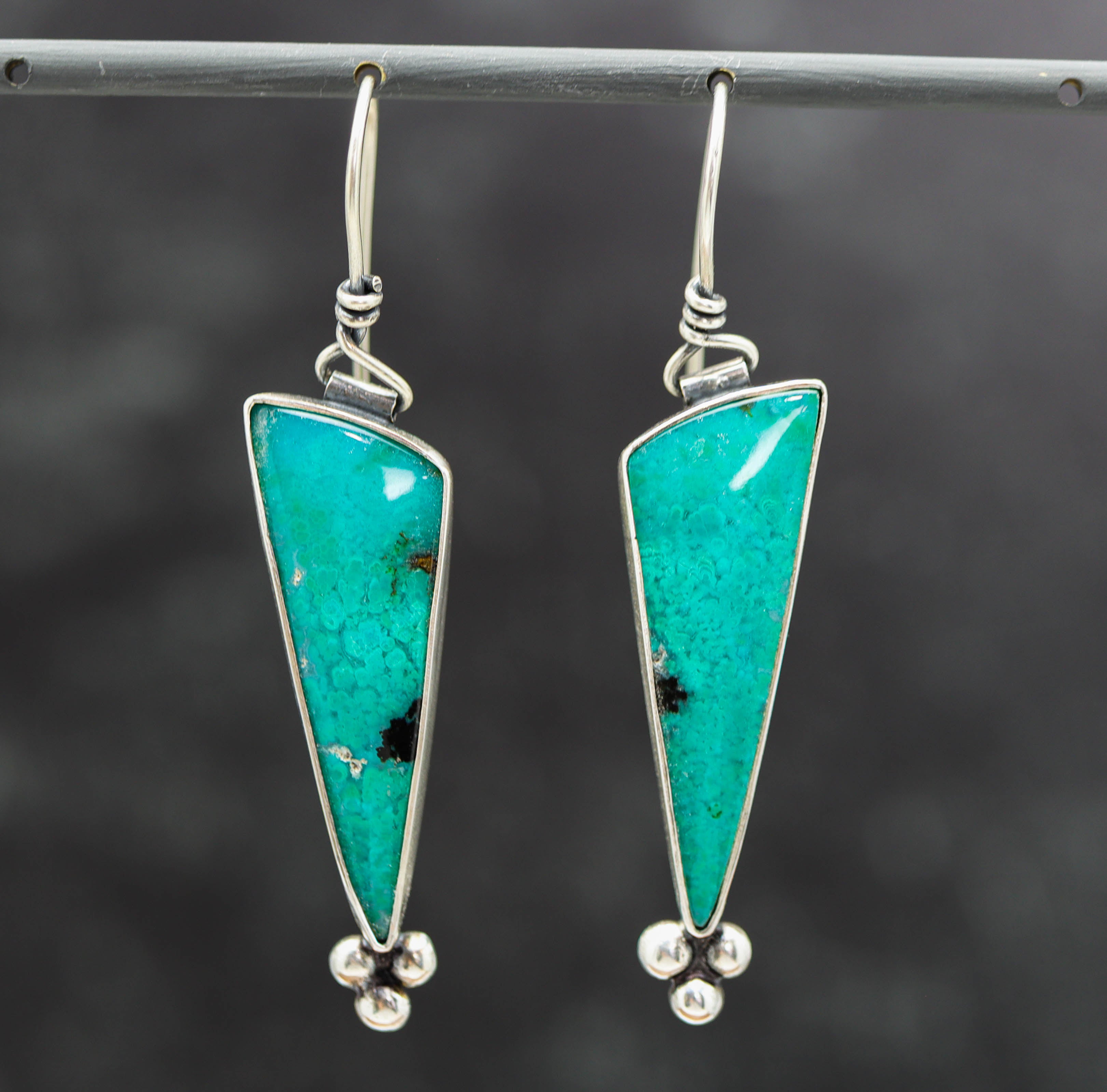 Powderfall Chrysocolla & Tenorite Dangle Earrings Sterling Silver