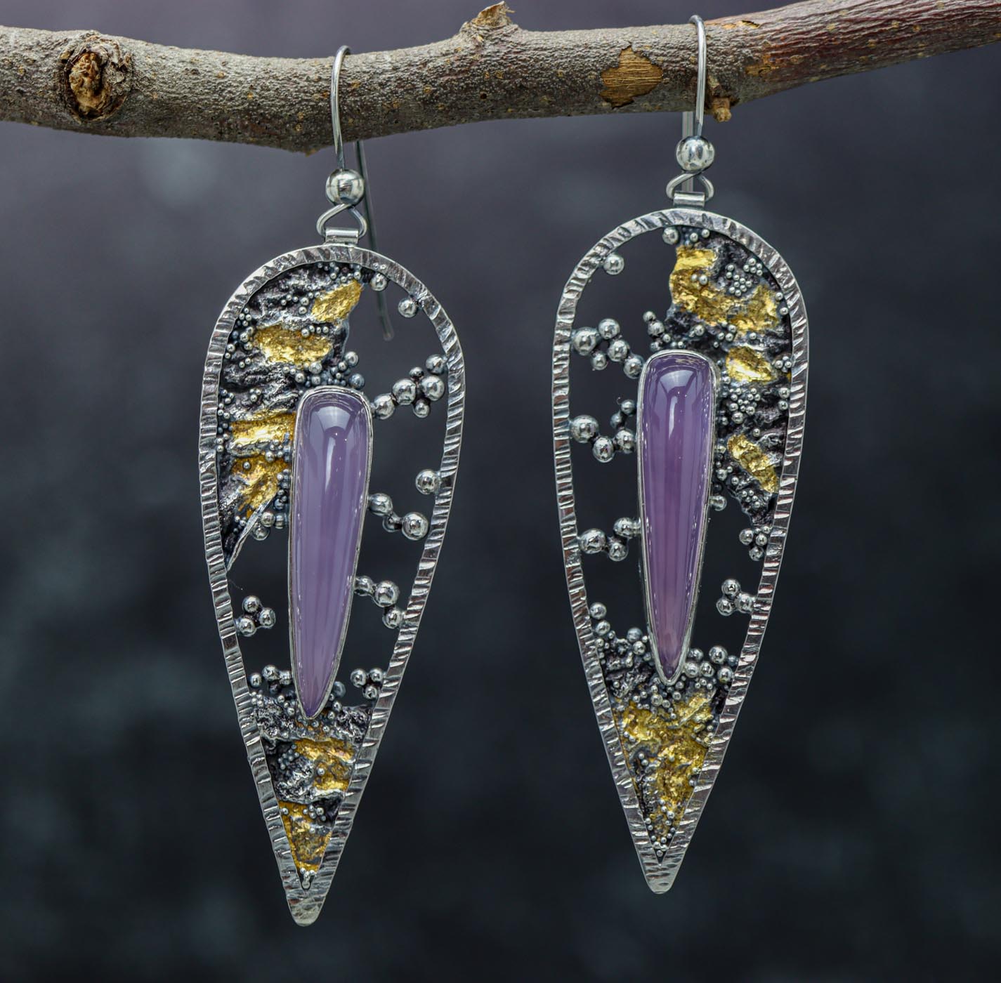 Lavender Chalcedony Talon Earrings