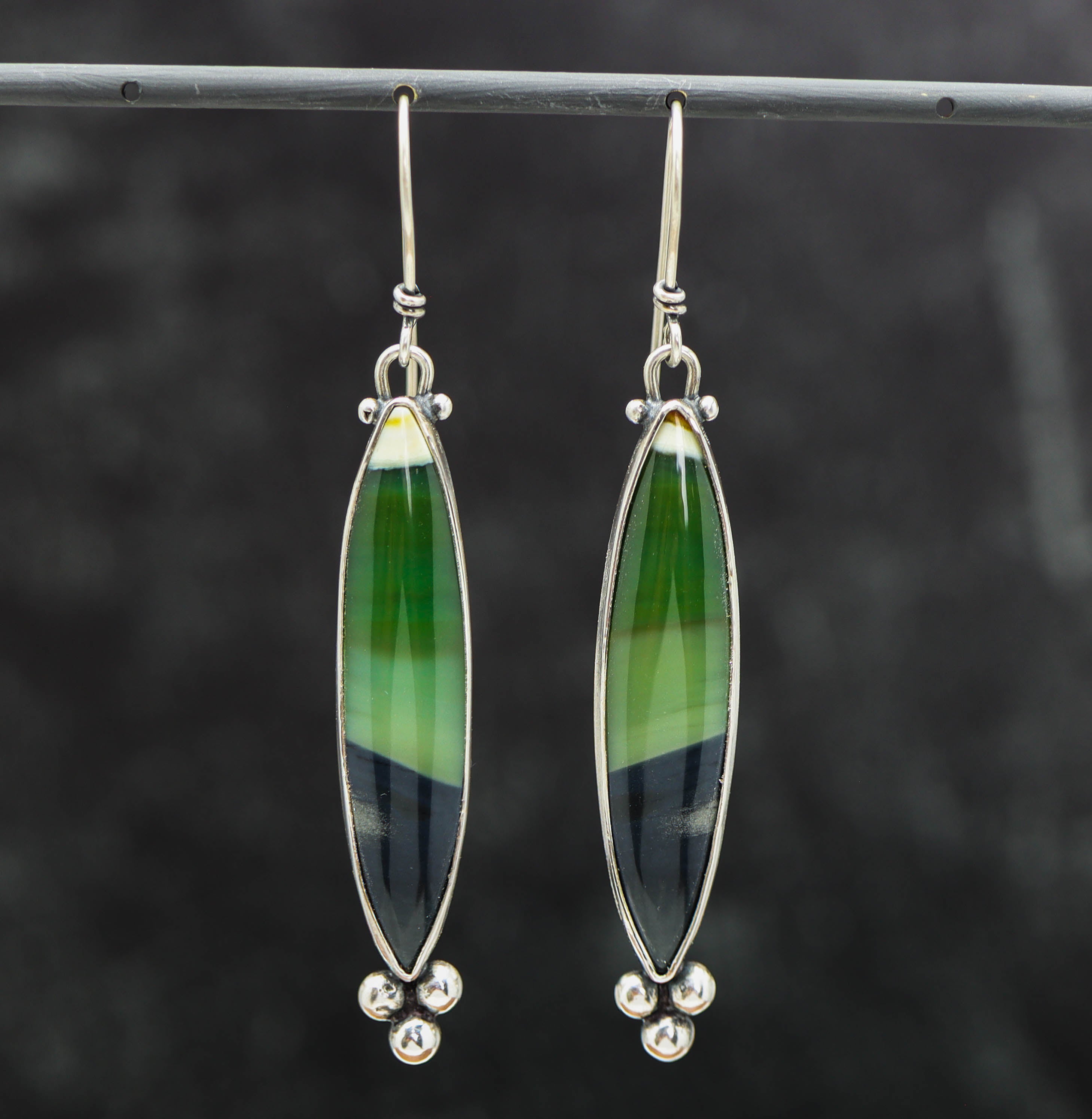 Opalized Petrified Wood Dangle Earrings Sterling Silver