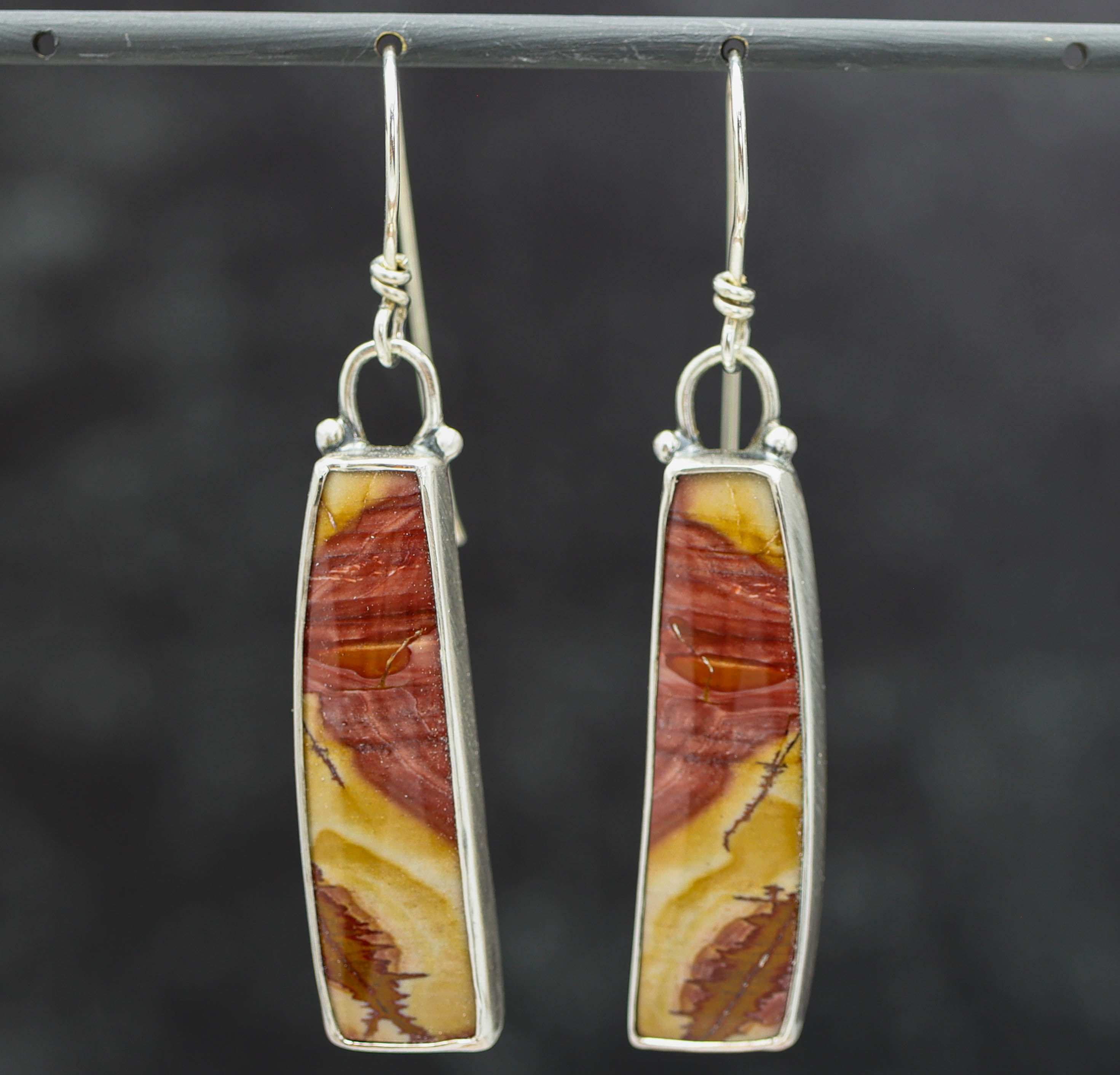 Red Falcon Jasper Dangle Earrings Sterling Silver