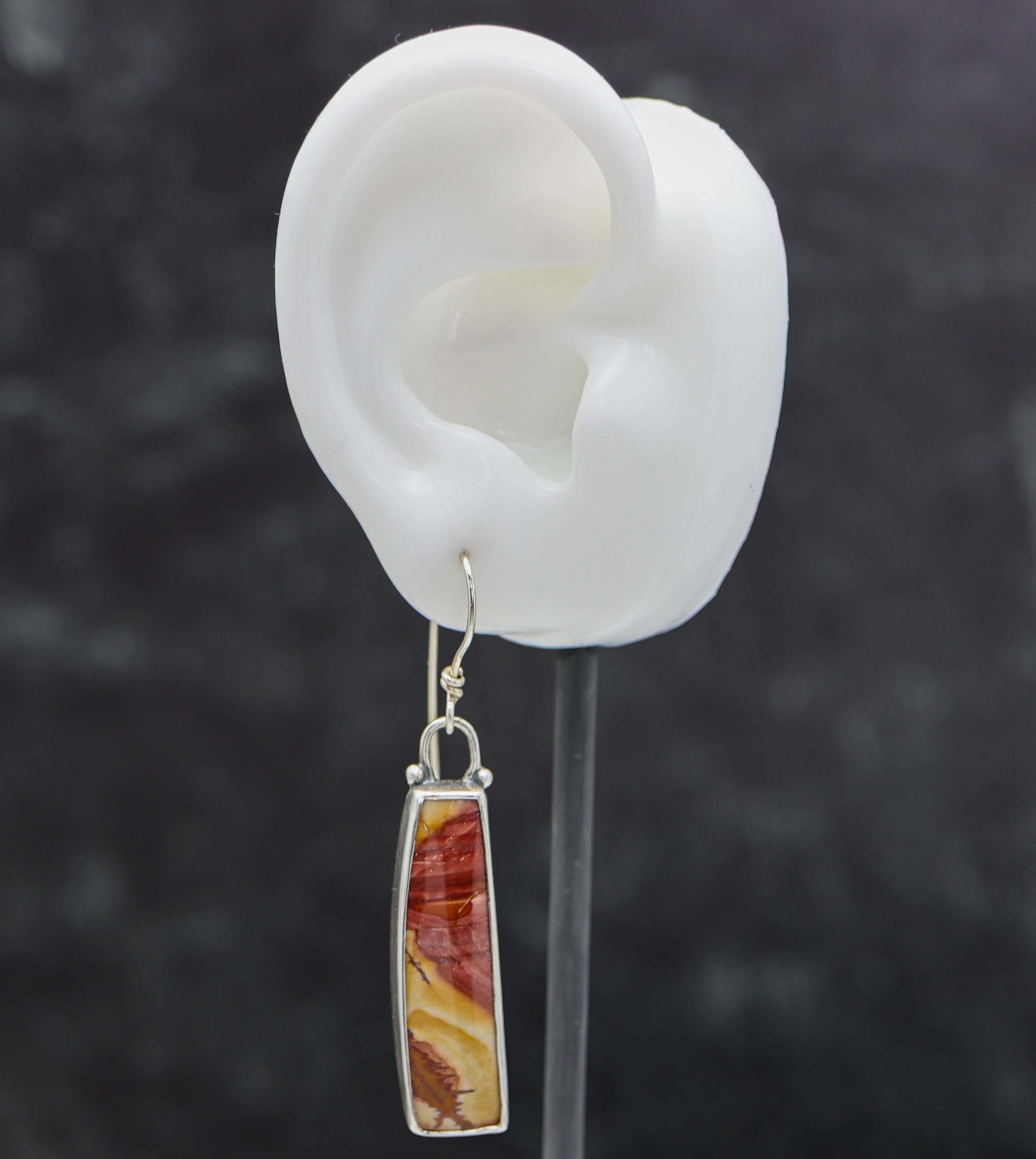 Red Falcon Jasper Dangle Earrings Sterling Silver