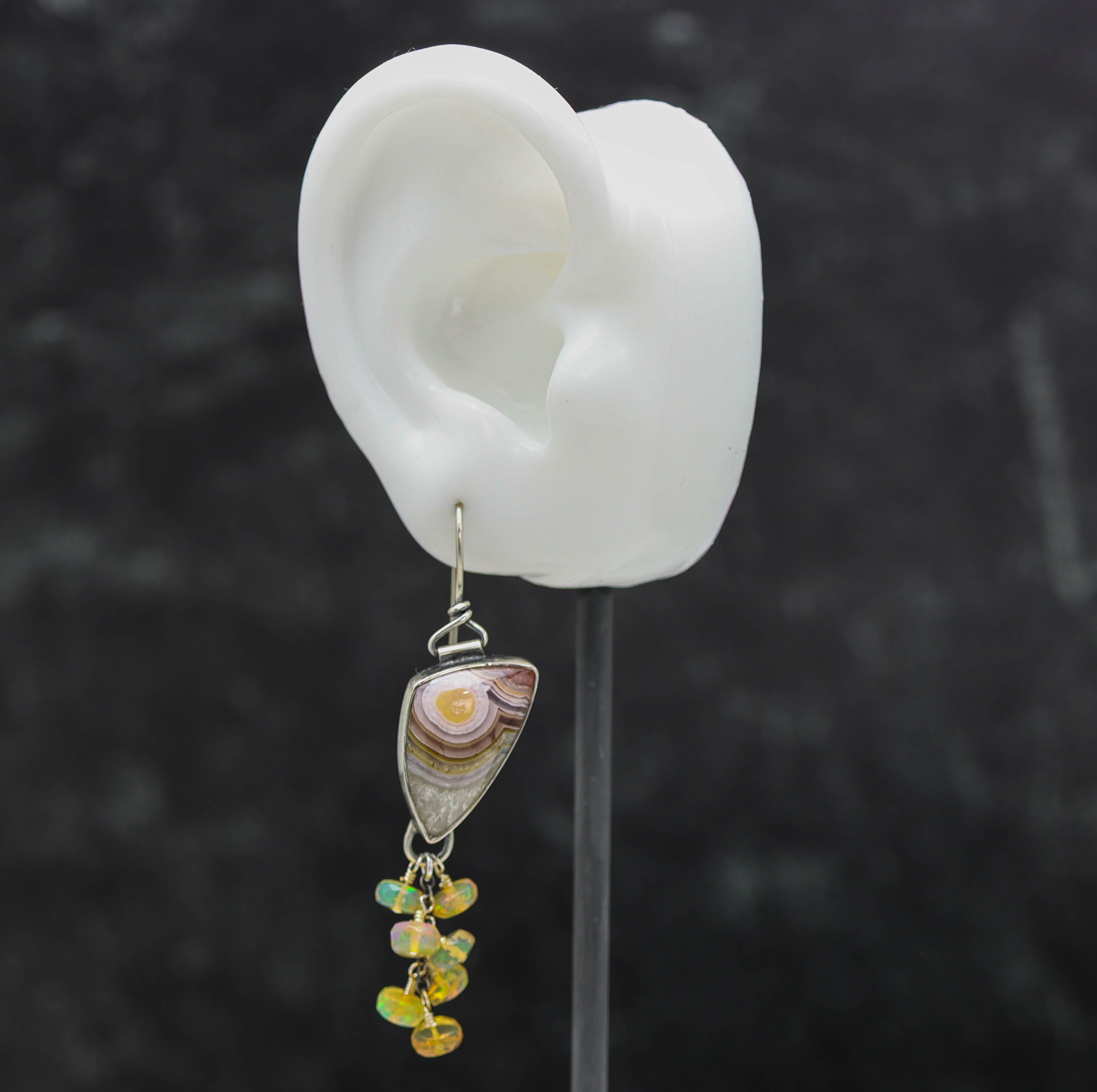 Laguna Agate & Ethiopian Opal Earrings Sterling Silver