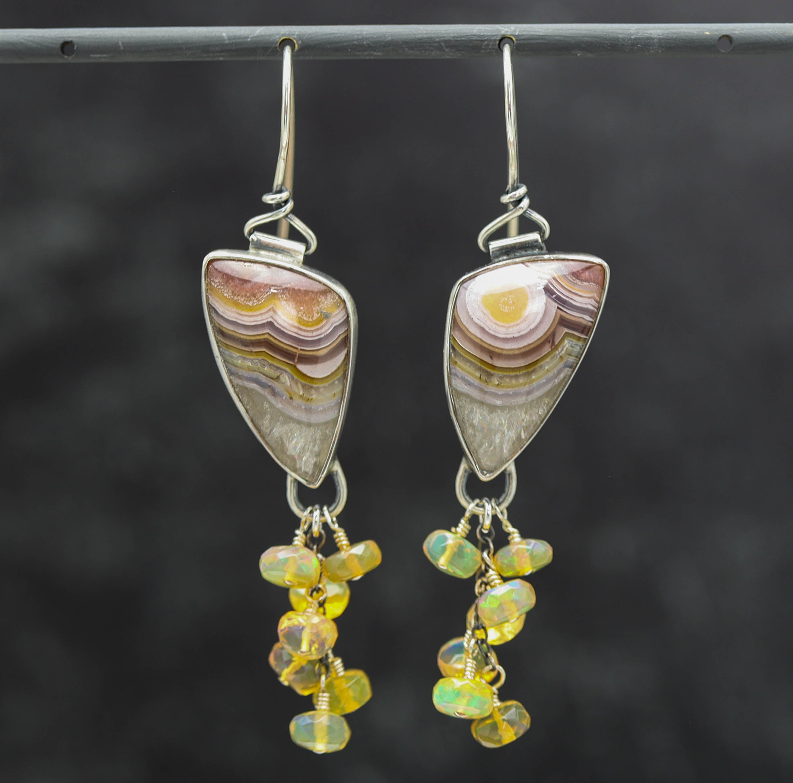 Laguna Agate & Ethiopian Opal Earrings Sterling Silver