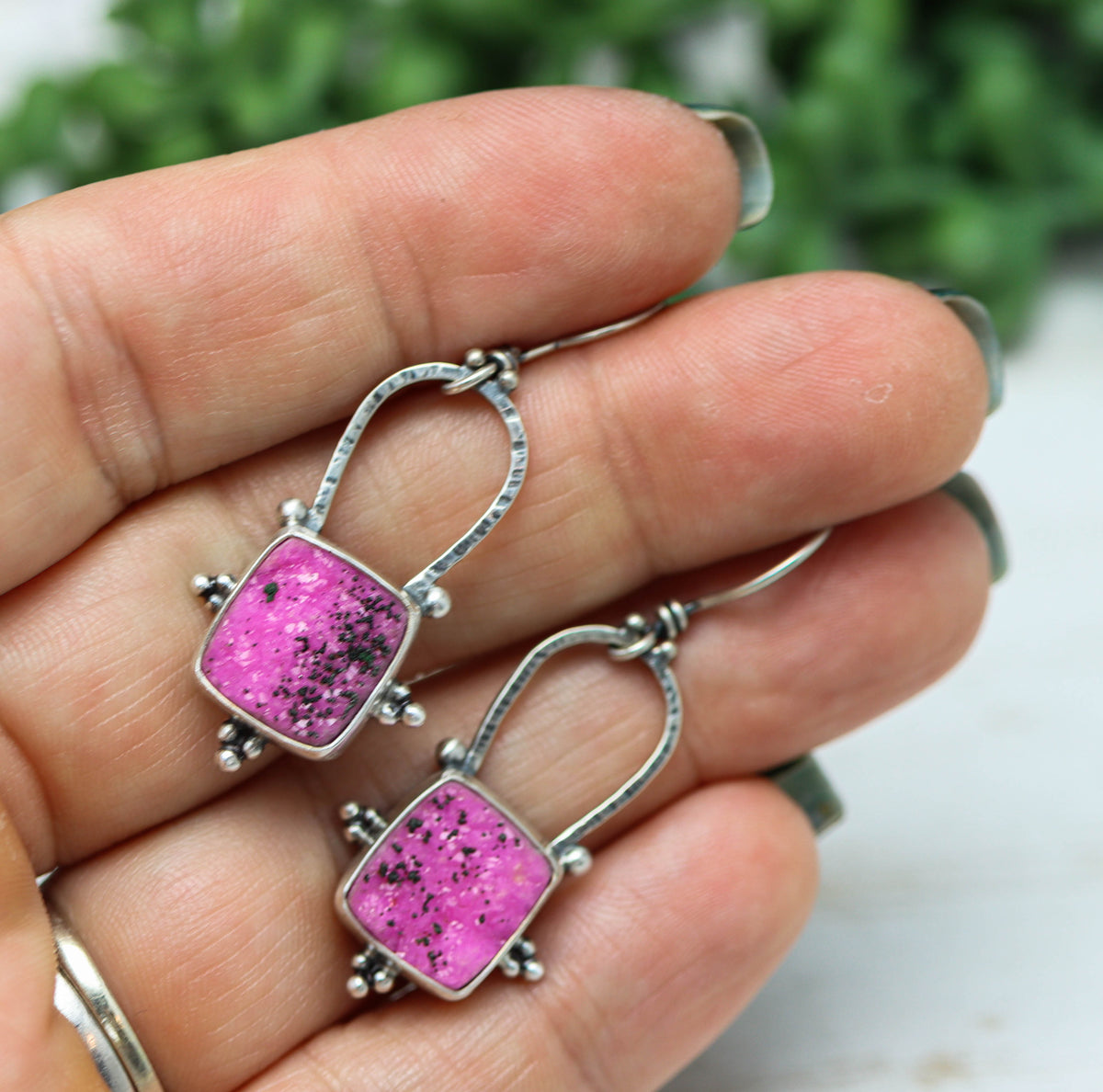 Cobalto Calcite Sterling Silver Dangle Earrings
