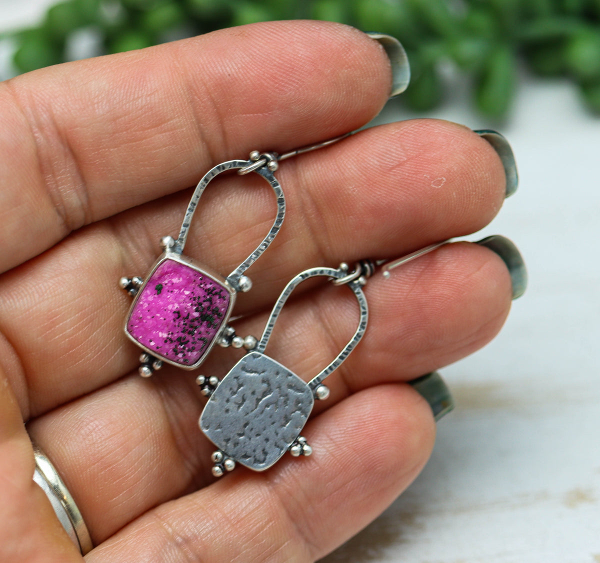 Cobalto Calcite Sterling Silver Dangle Earrings