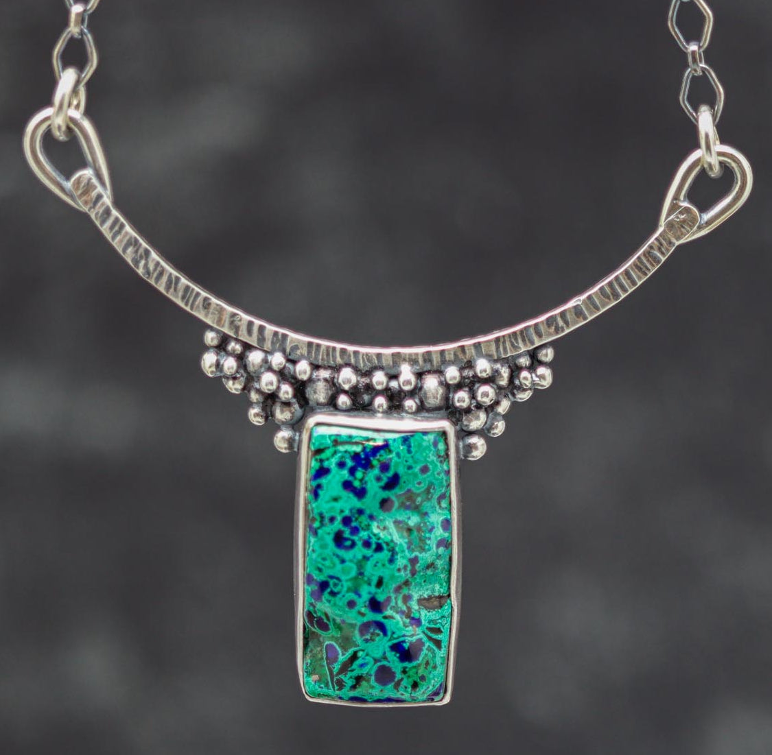 Azurite Malachite Sterling Silver One Of a Kind Gemstone Necklace