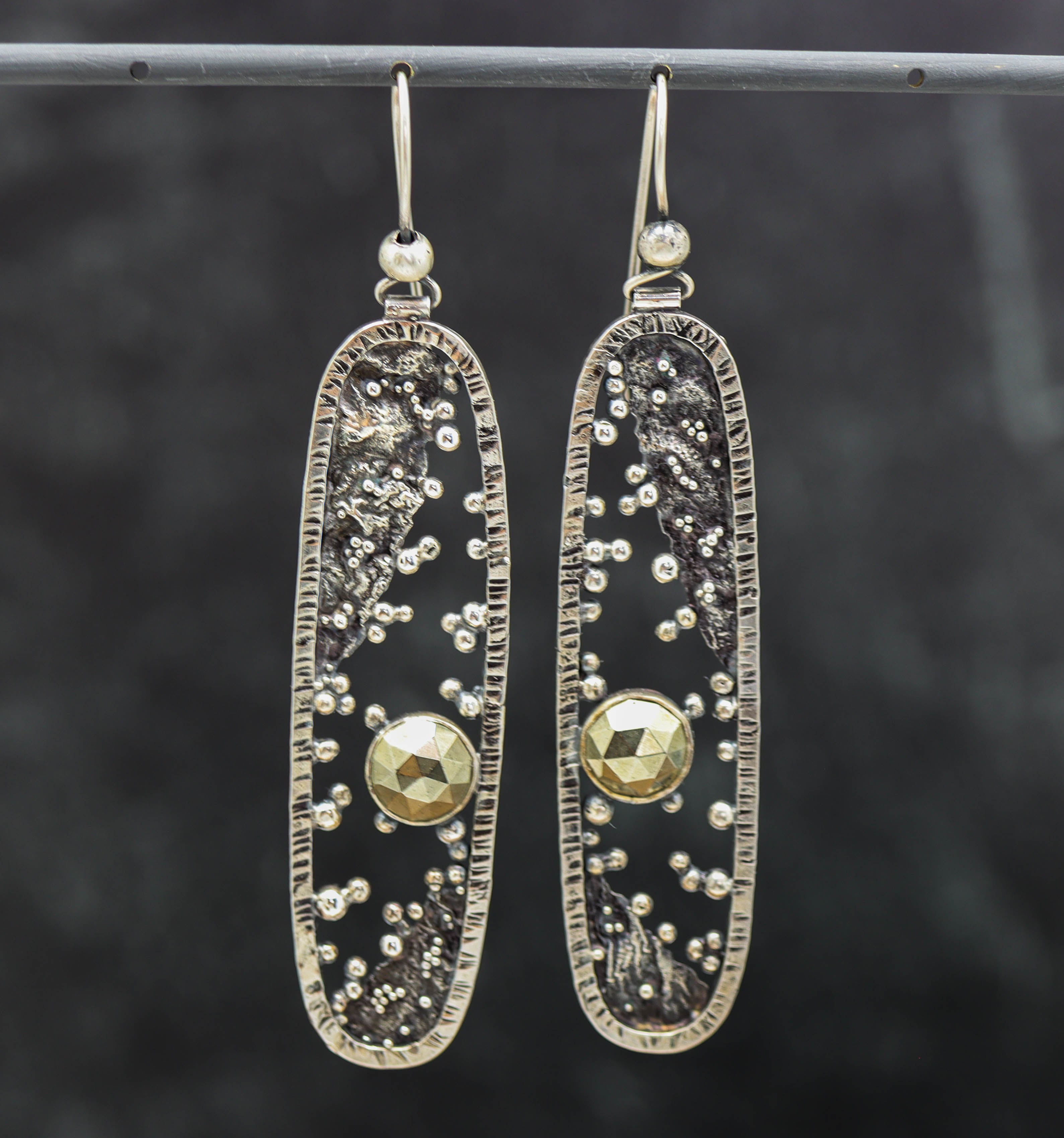 Pyrite Reticulation and Granulation Earrings