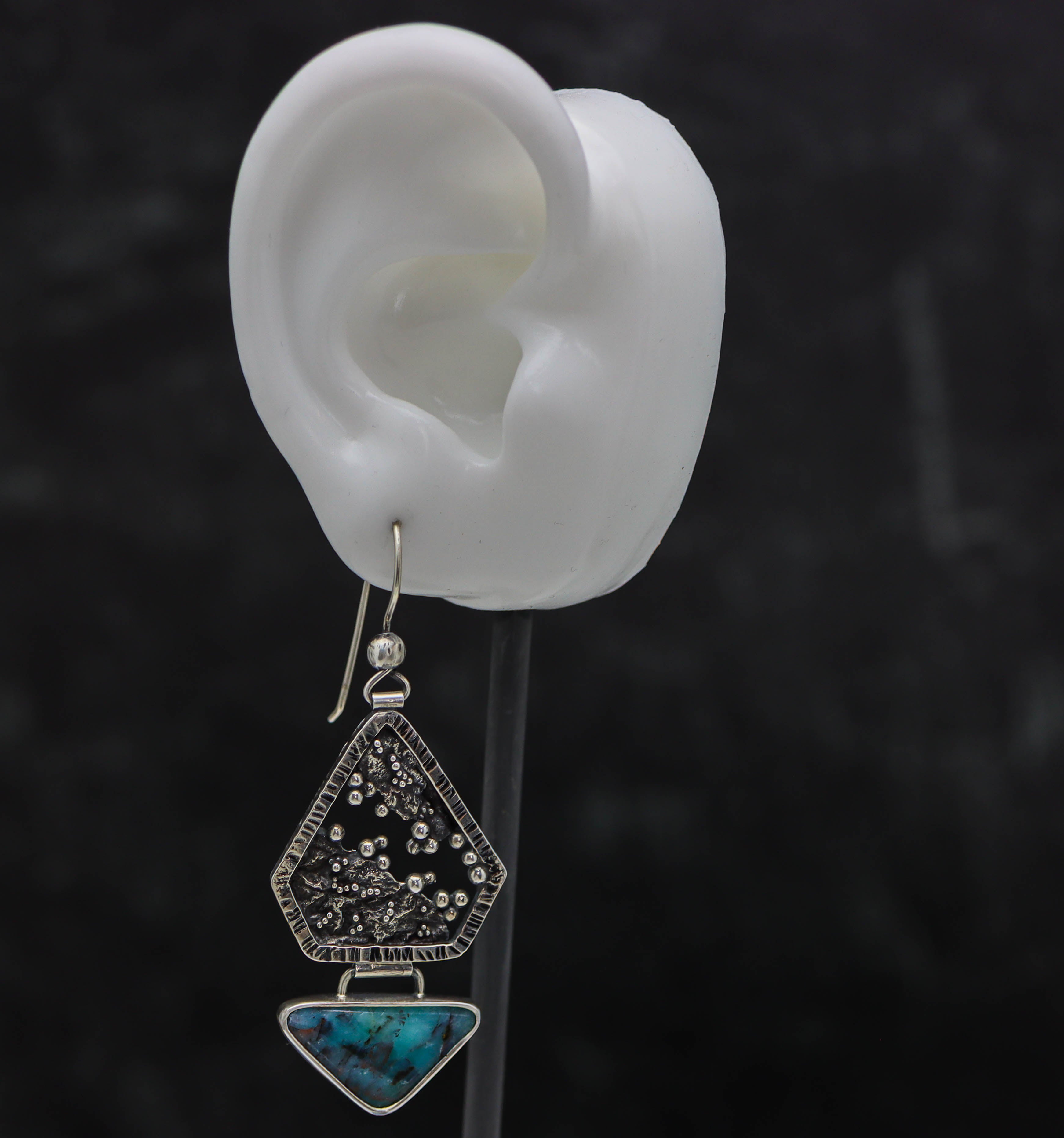 Petrified Opal Wood Reticulation and Granulation Earrings