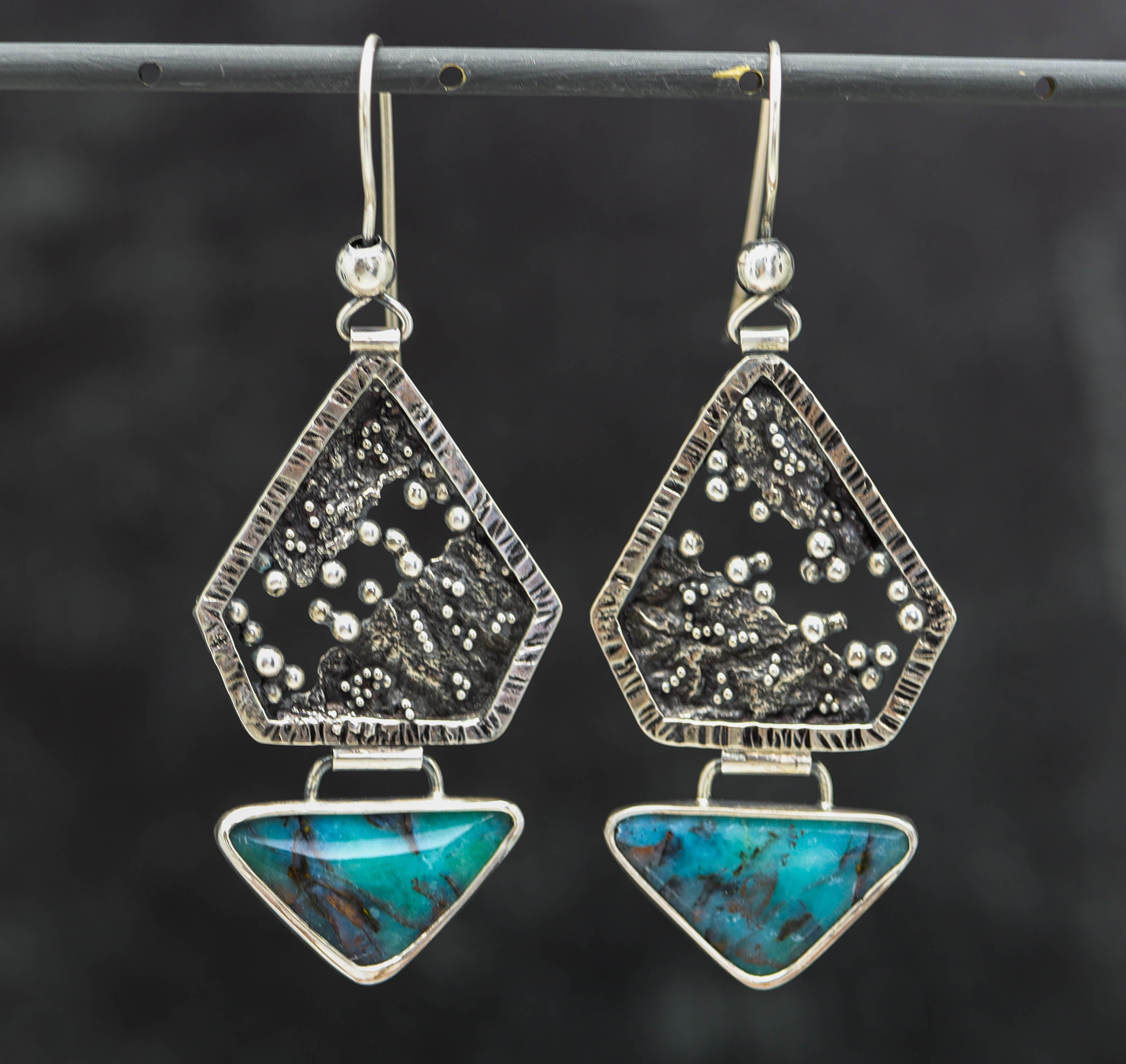 Petrified Opal Wood Reticulation and Granulation Earrings