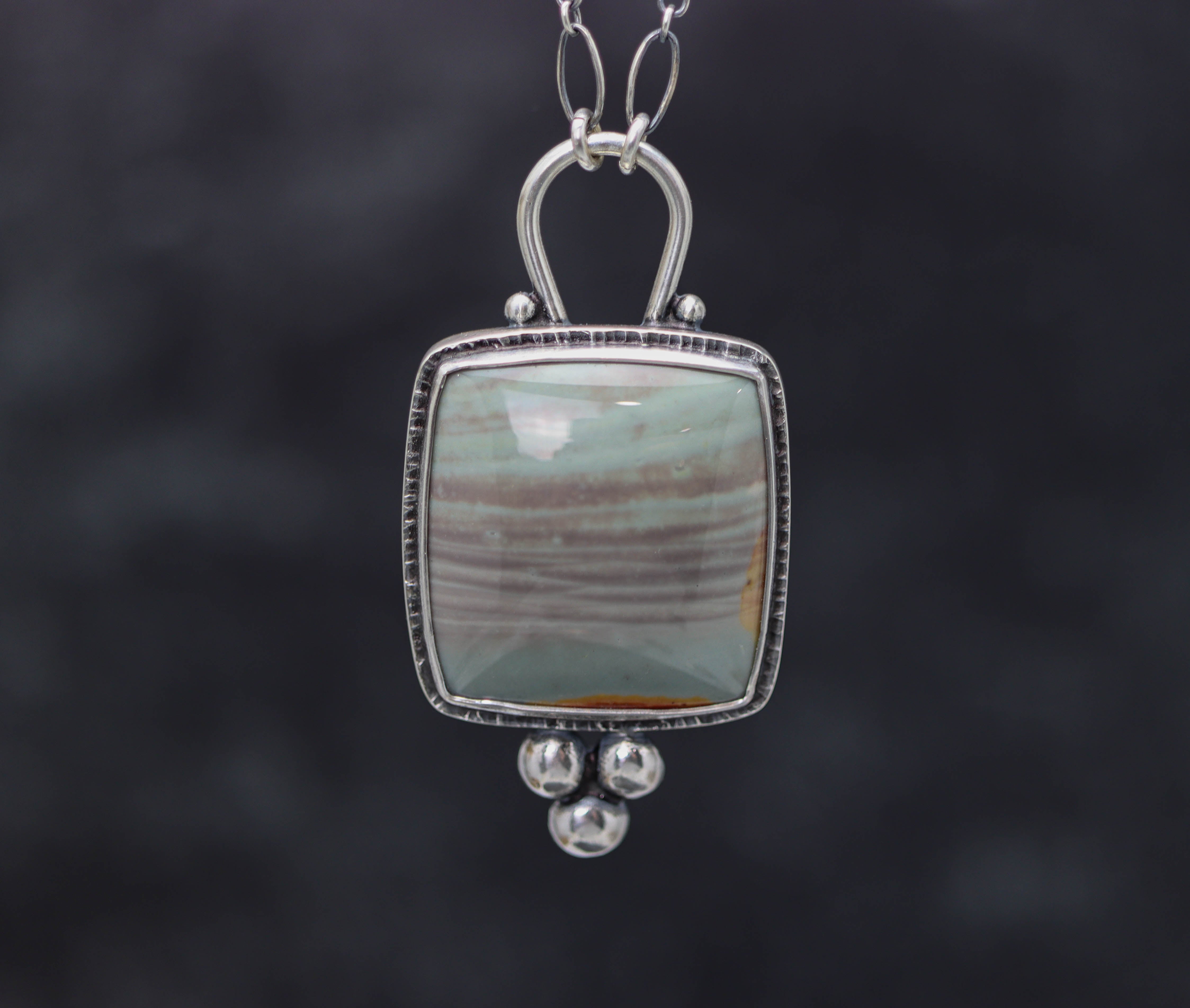 Polychrome Jasper Pendant Sterling Silver One Of a Kind Gemstone Necklace