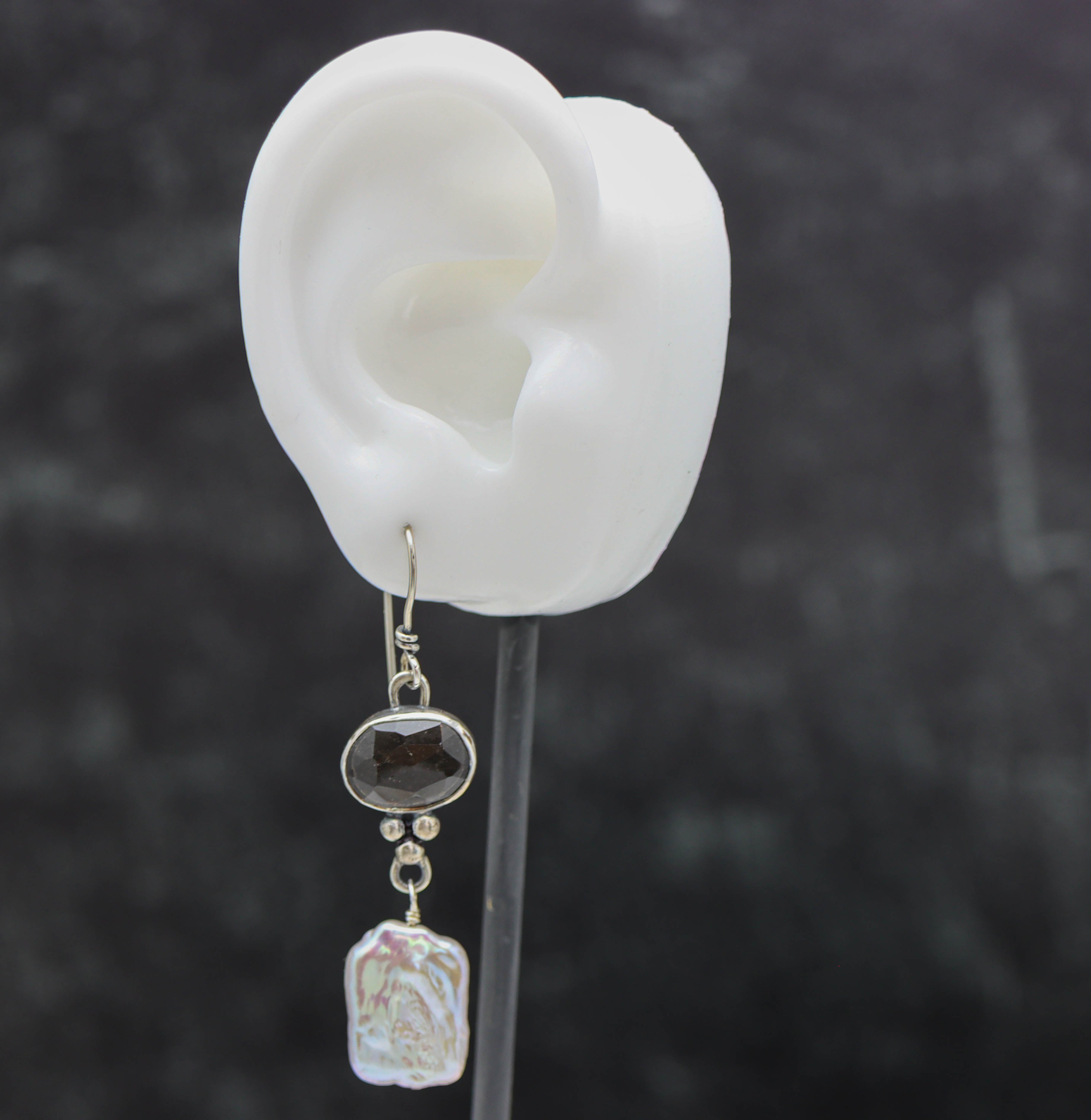 Agni Manitite and Baroque Pearl Earrings Sterling Silver