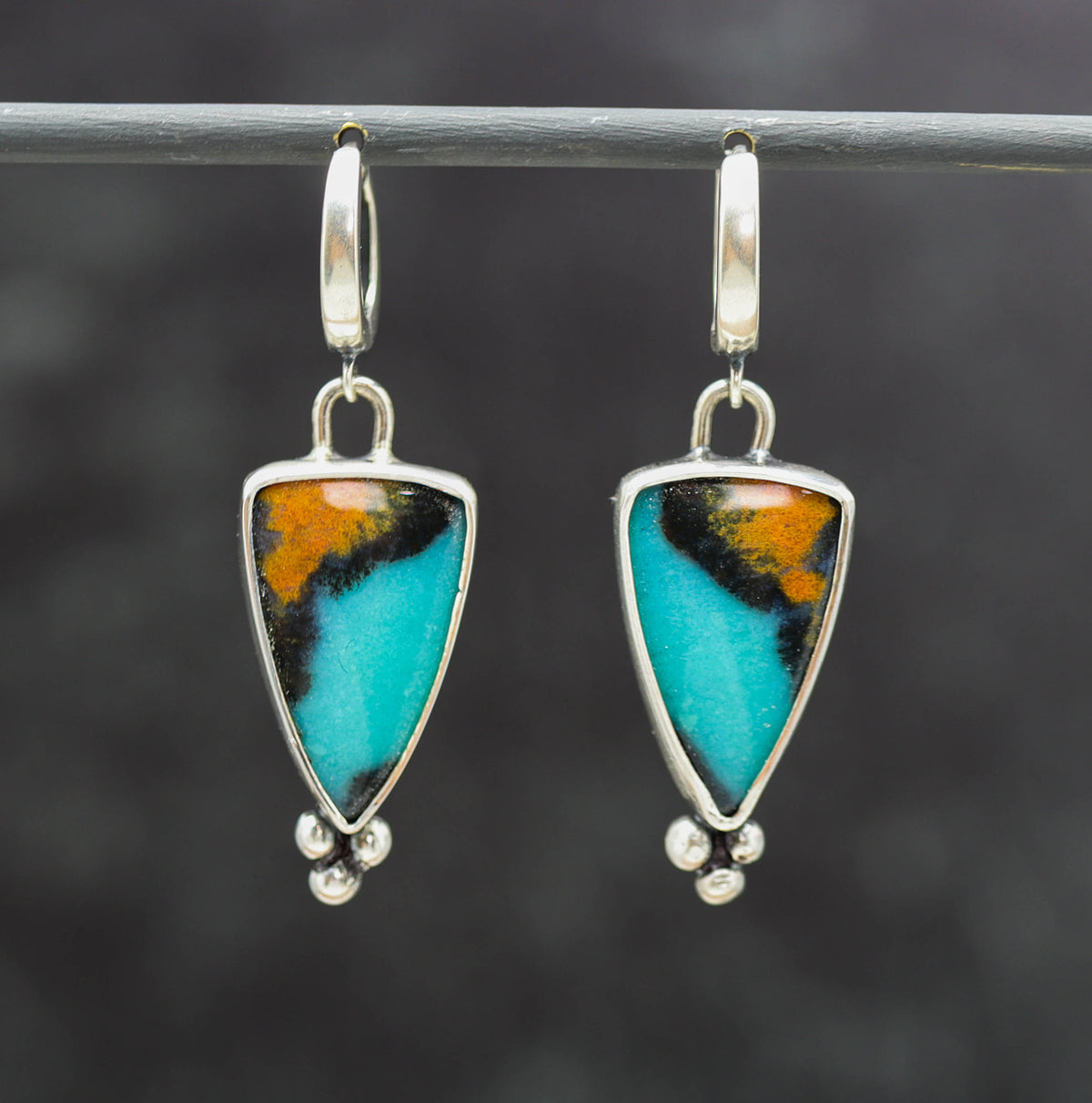 Chrysocolla with Cuprite and Tenorite Sterling Silver Earrings