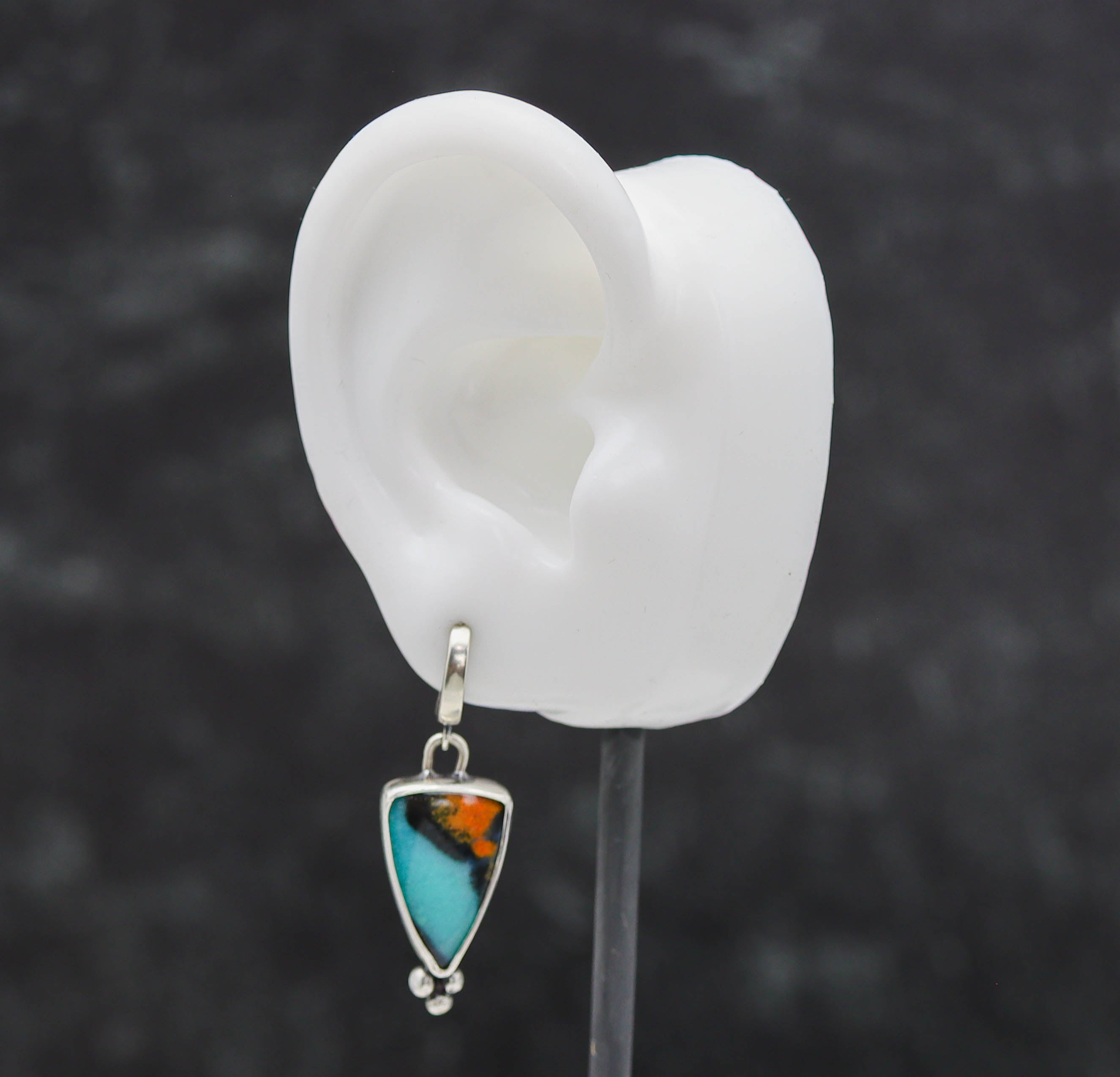 Chrysocolla with Cuprite and Tenorite Sterling Silver Earrings