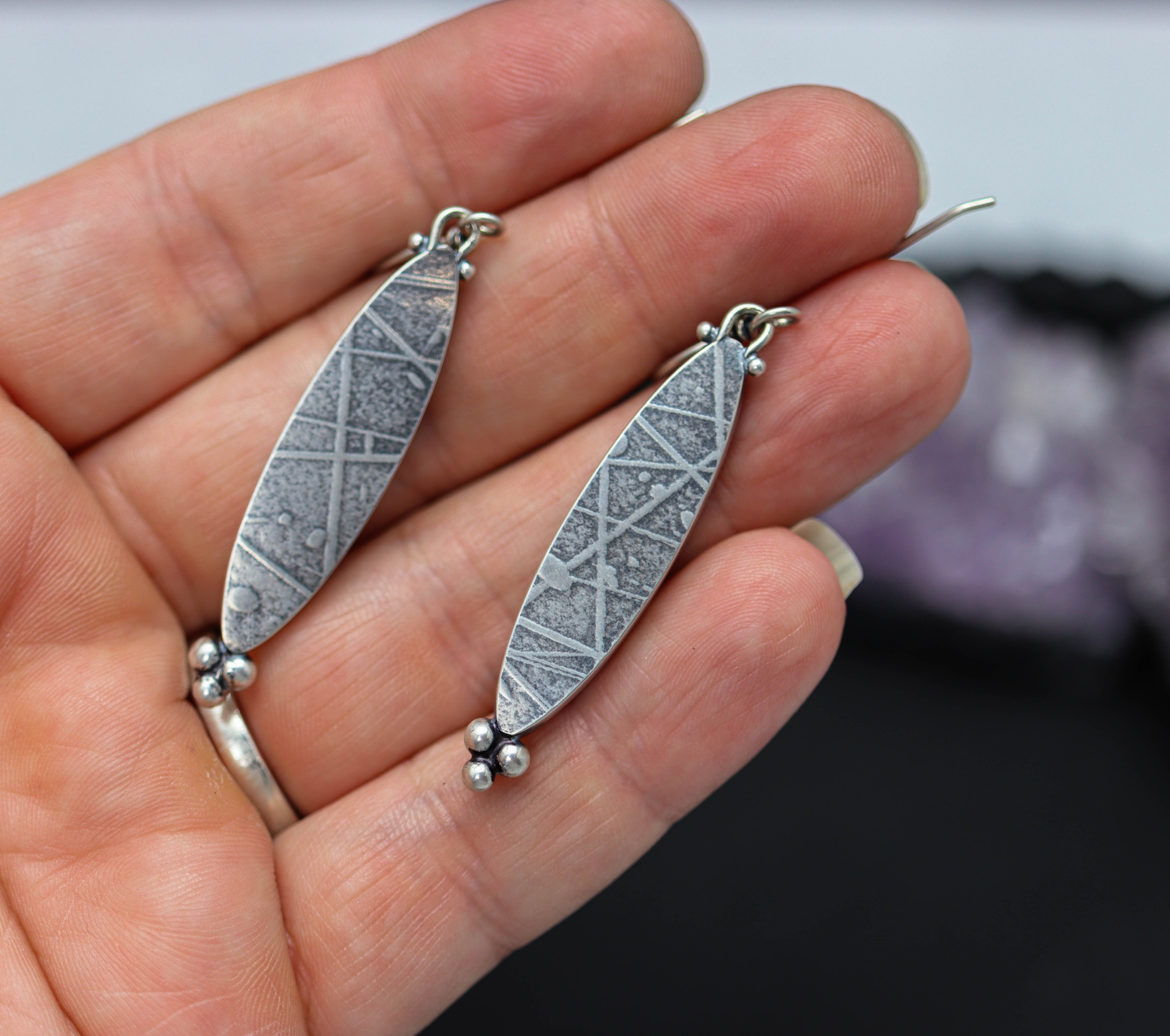Opalized Petrified Wood Dangle Earrings Sterling Silver